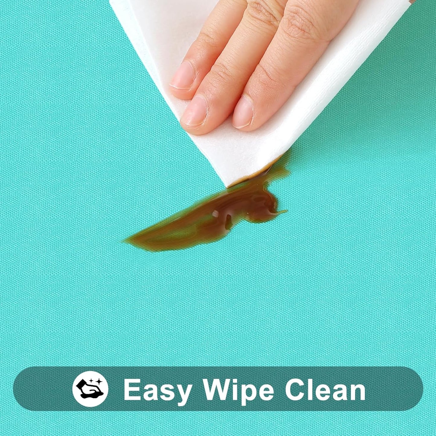 Smiry Rectangle Tablecloth, Elastic Fitted Flannel Backed Vinyl Tablecloths for 8ft Folding Tables, Waterproof Wipeable Table Covers for Indoor, Outdoor, Picnic and Camping (Teal, 36"x96")