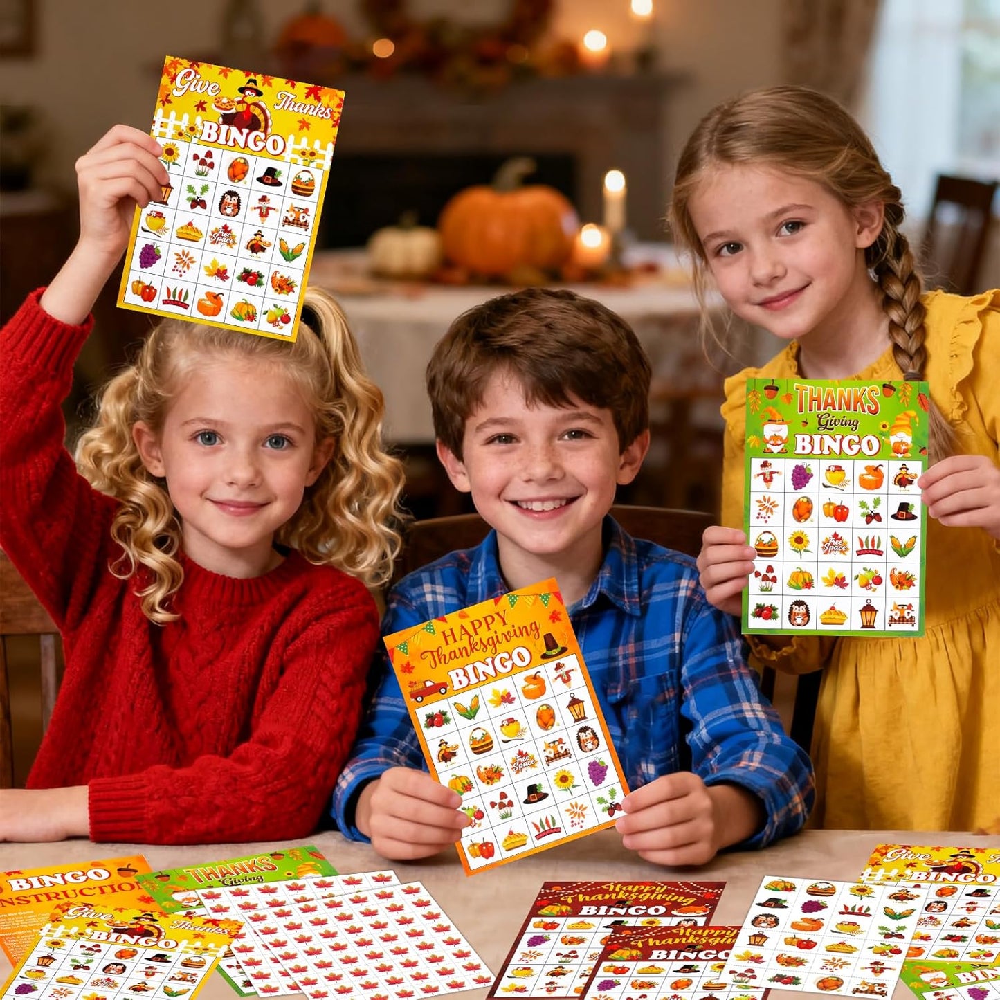 Konsait 36 PCS Thanksgiving Bingo Game Cards for 24 Players, Turkey Bingo Thanksgiving Games for Family Classroom School Activity Party Favor