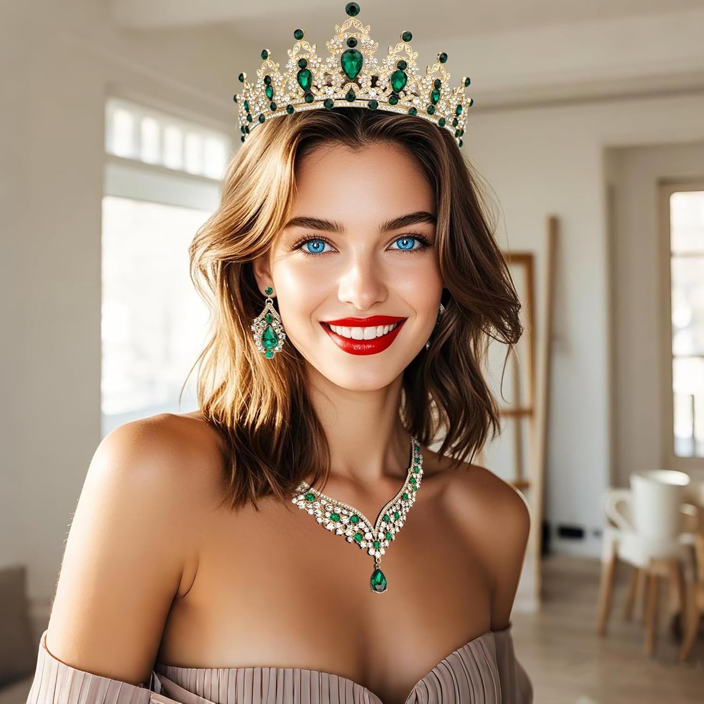 Crowns and Tiaras jewelry sets for Wedding princess birthday party Halloween Prom Pageant Jewelry for Women Crystal Bridal Jewelry Set for women
