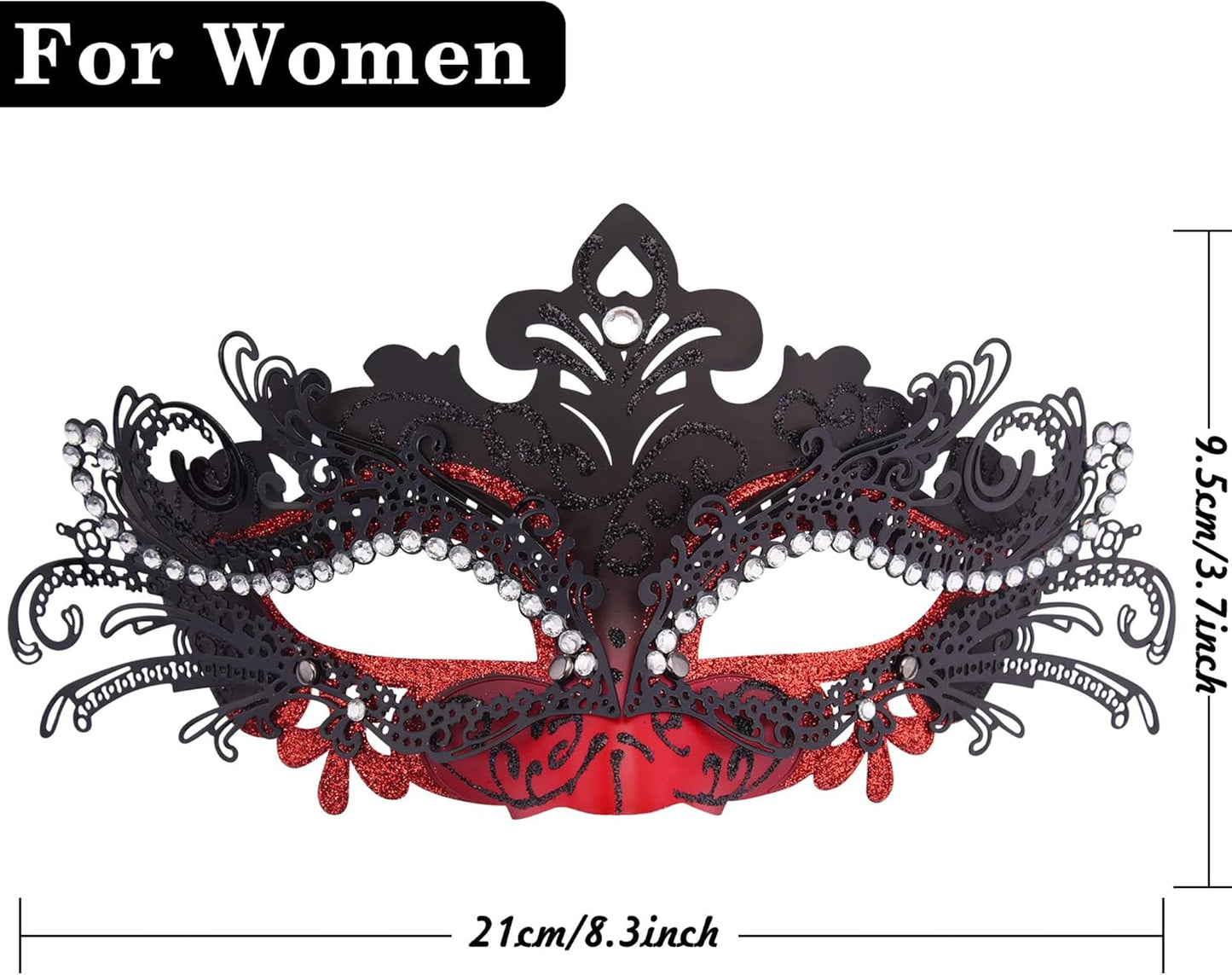SIQUK Couple Masquerade Masks Metal Venetian Party Mask Halloween Costume Mask Mardi Gras Mask for Couples Women and Men