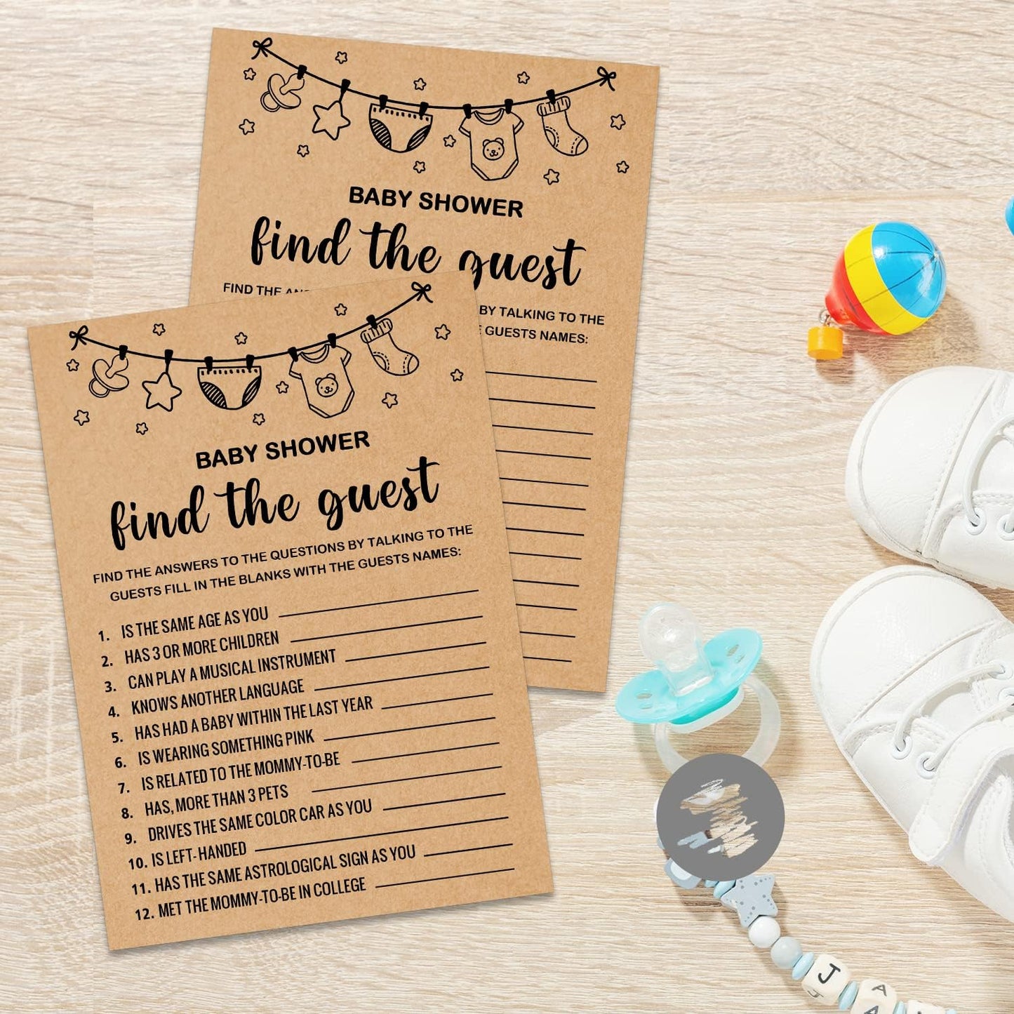 Kraft Baby Shower Game Cards - Find the Guest, Set of 30, Gender Reveal & Party Activities