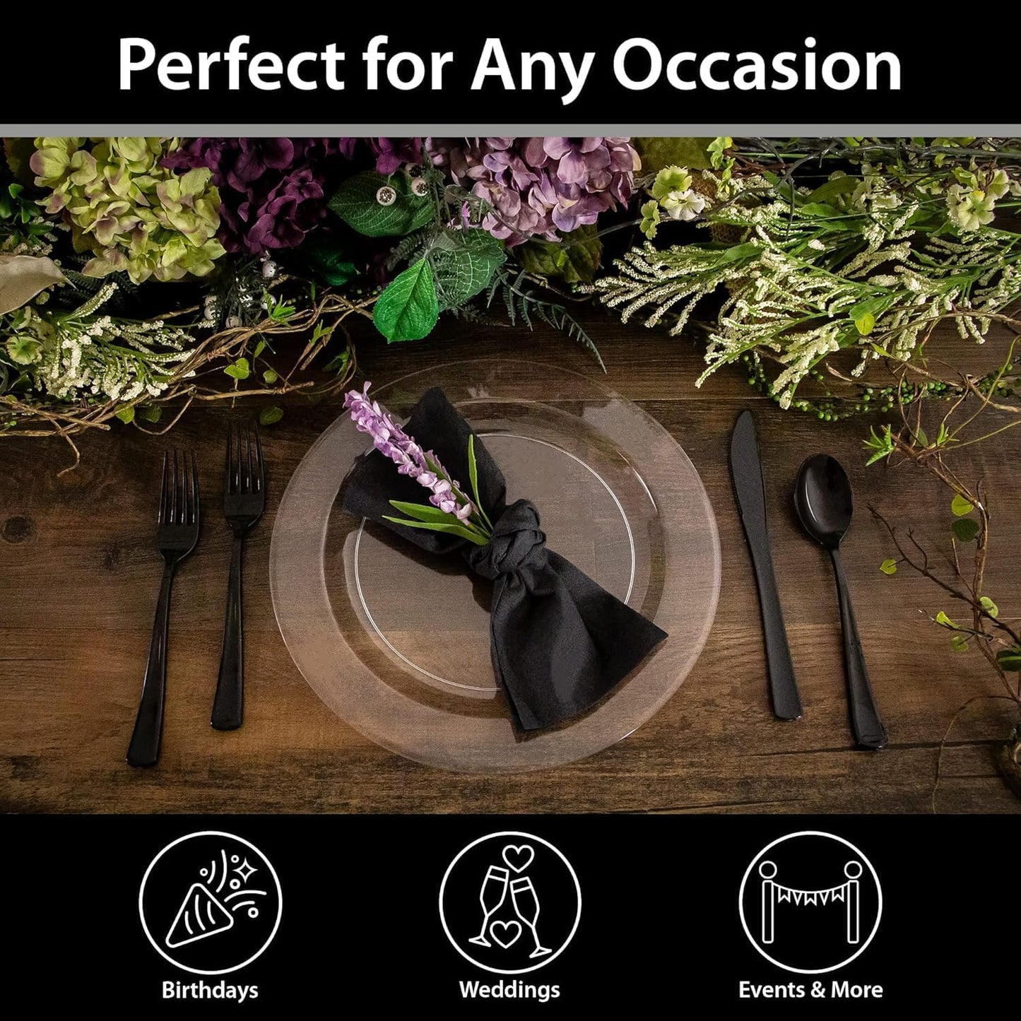 Lillian Tablesettings Premium Quality Heavyweight Plastic Plates China Like. Wedding and Party Dinnerware Plastic Plates 7.5 inc, Clear-Value Pack 40 Count