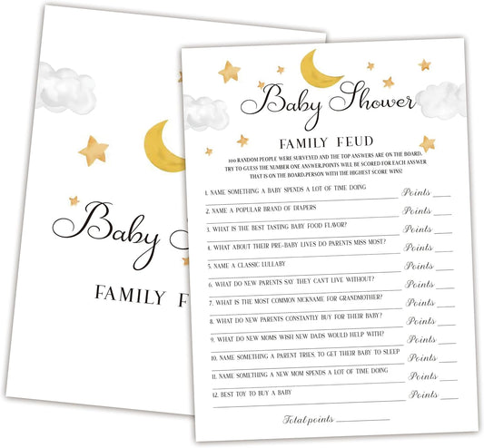 Family Feud Baby Shower Game - Pack of 30 Cards, Answer Key, Boy & Girl Themed Decorations & Supplies