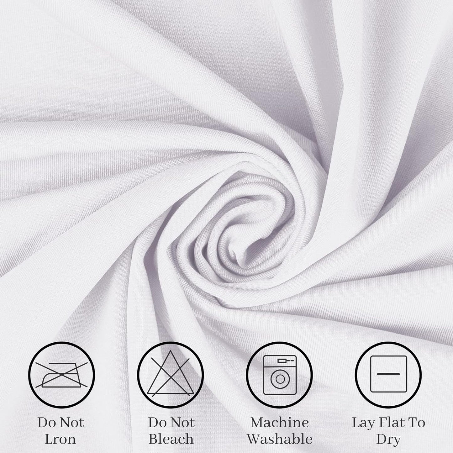 Spandex Table Cover 5 ft. Fitted Polyester Tablecloth Stretch Table Cover Table Topper Open Back - White