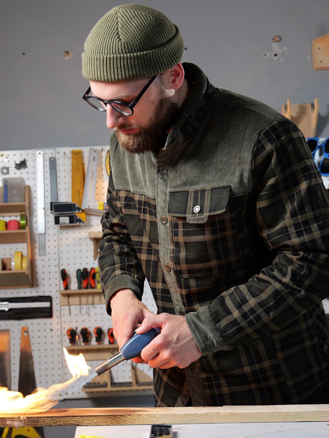 Mr.Stream Men's Outdoor Casual Vintage Long Sleeve Plaid Flannel Button Down Shirt Jacket