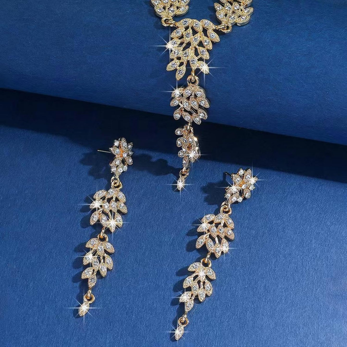 la luen Long Wedding Brides Necklace Earring Sets Rhinestone Statement Necklace Jewelry for Women Party Prom Engagement Bridesmaid Gifts