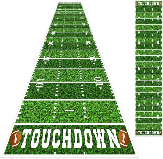 2Pcs Football Field Rug, 10Ft Long Field Aisle Touchdown Runners, Football Floor Runner for Superbowl Game Day Birthday Party Supplies, 24 x 120 Inch