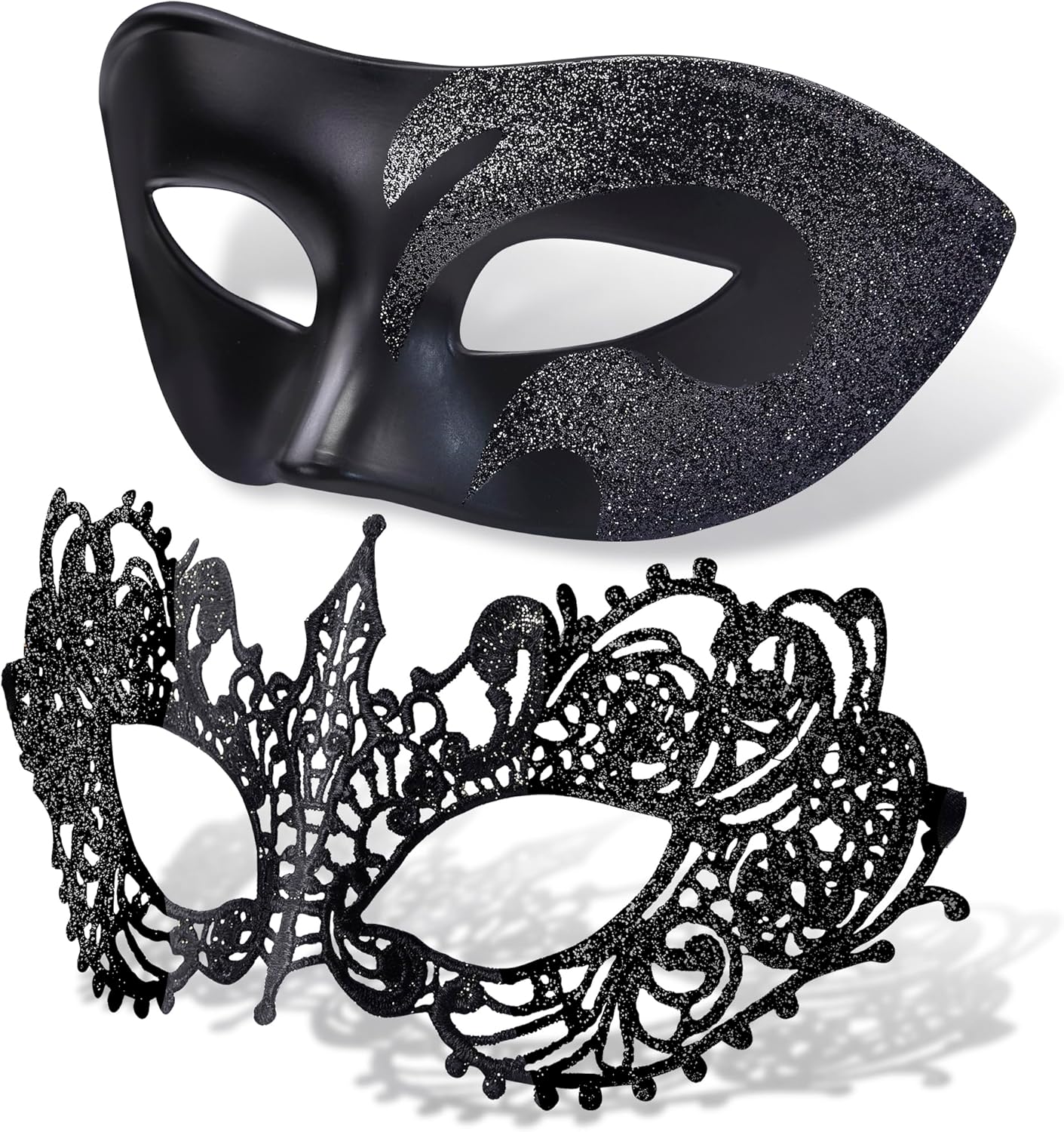 SIQUK Couple Masquerade Masks Set Venetian Party Mask Plastic Halloween Costume Mask Mardi Gras Mask for Women and Men