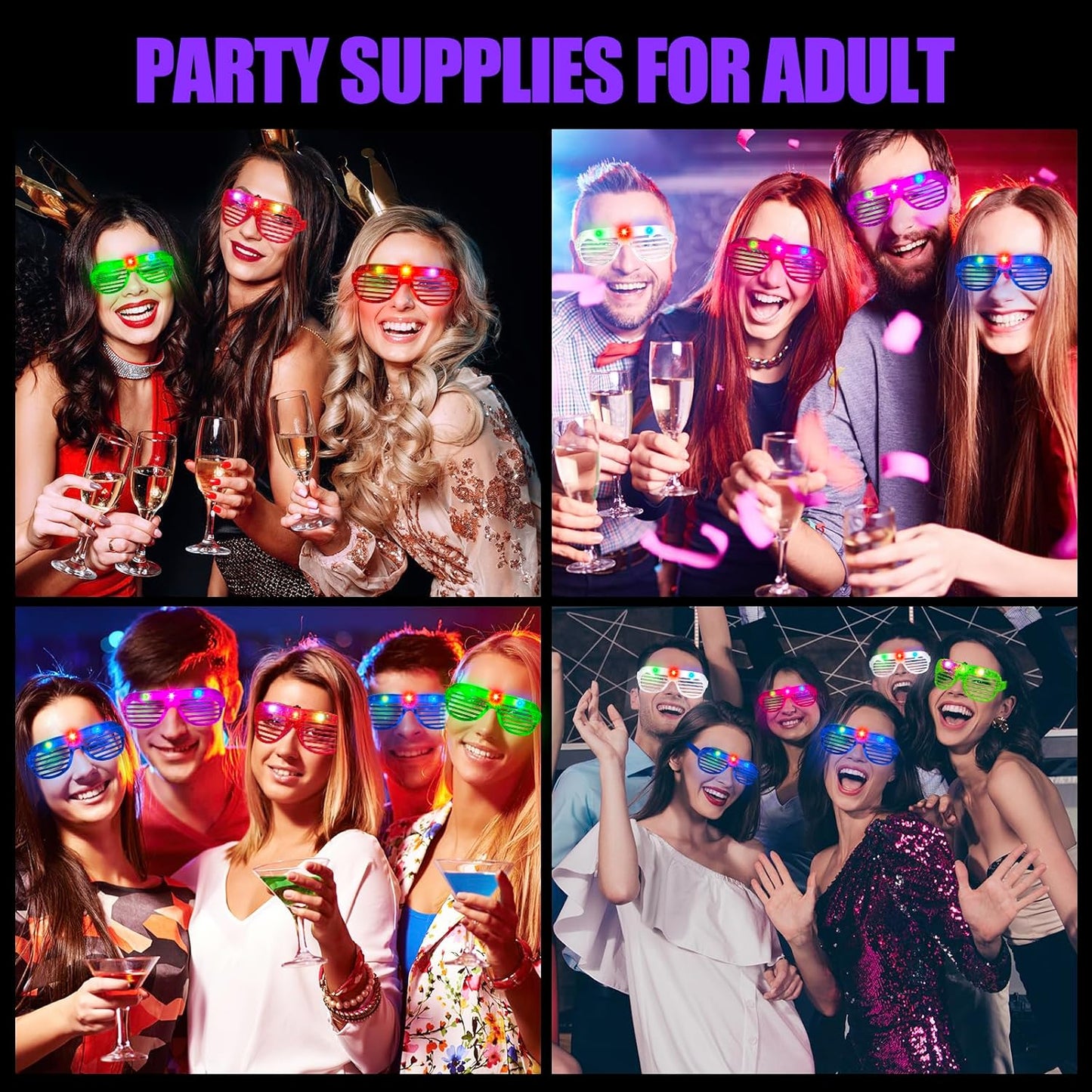 20 PCS LED Glasses, 6 Neon Color Led Glasses, Glow in The Dark Party, Neon Party Supplies for Kids Adults Birthday Wedding New Year Glow Toys Party Halloween