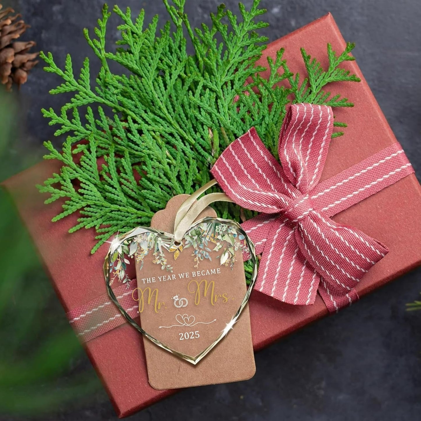 The Year We Became Mr. & Mrs. Ornament 2025 – First Christmas Married Ornaments – Wedding Ornament 2025 Gift for Couples – Just Married Ornaments Gifts for Newlyweds