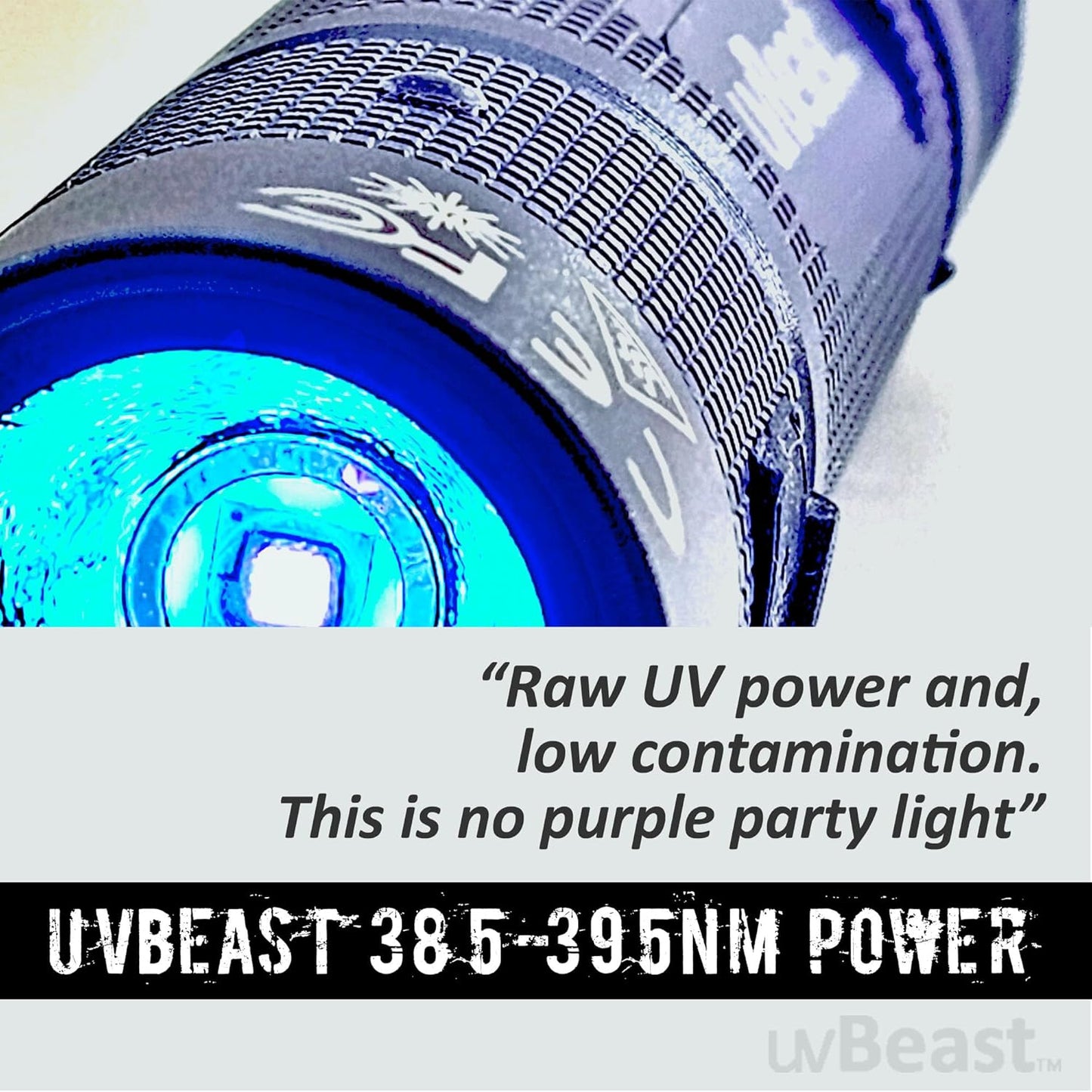 uvBeast New V3 MINI 385-395nm - Black Light UV Flashlight – Low Contamination Ultraviolet - Professional Grade High Power 5 Core UV LED – USA Stock