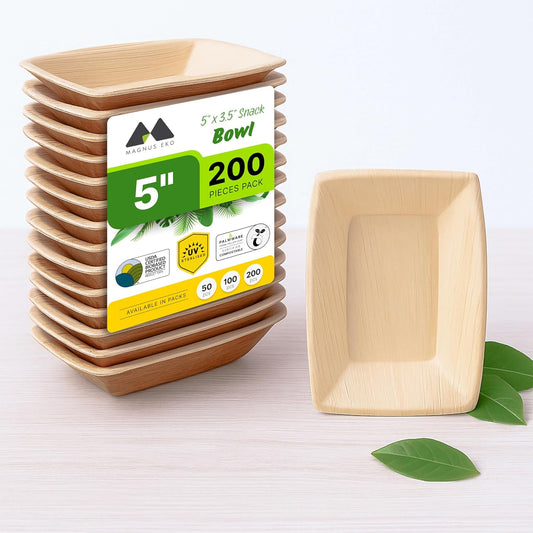 | 200 ml / 7 Oz Snack Bowls 200 pcs | | Disposable Bowls for Party | Eco Friendly, Compostable and Biodegradable serving bowls for Catering, Weddings and Parties