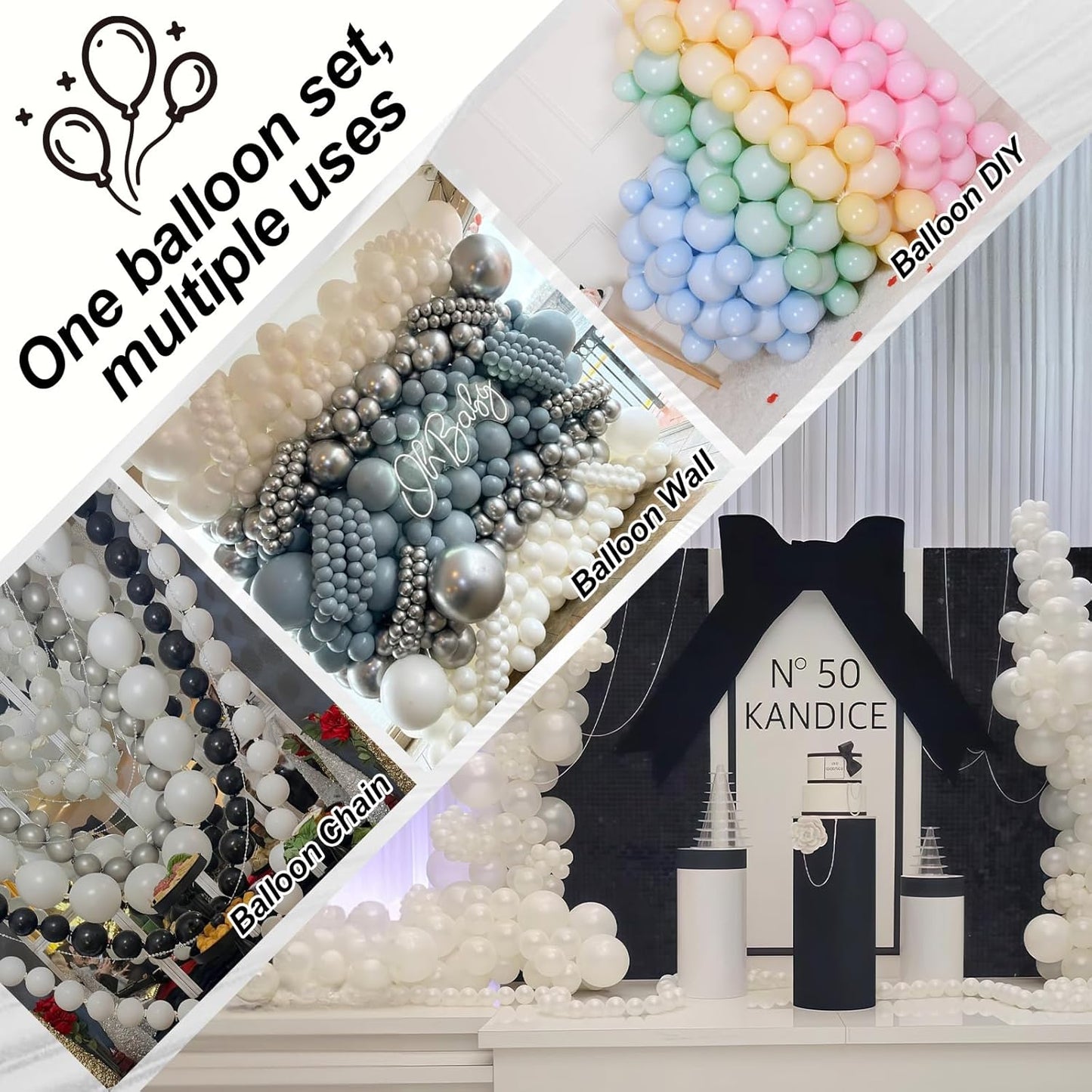 Pearl White Linking Balloons, 100PCS 6 Inch Pearl Color Quick Link Balloons for Making Balloon Wall Heart Arch, Tails Balloon for Wedding Birthday Baby Shower Engagement Graduation Party Decorations