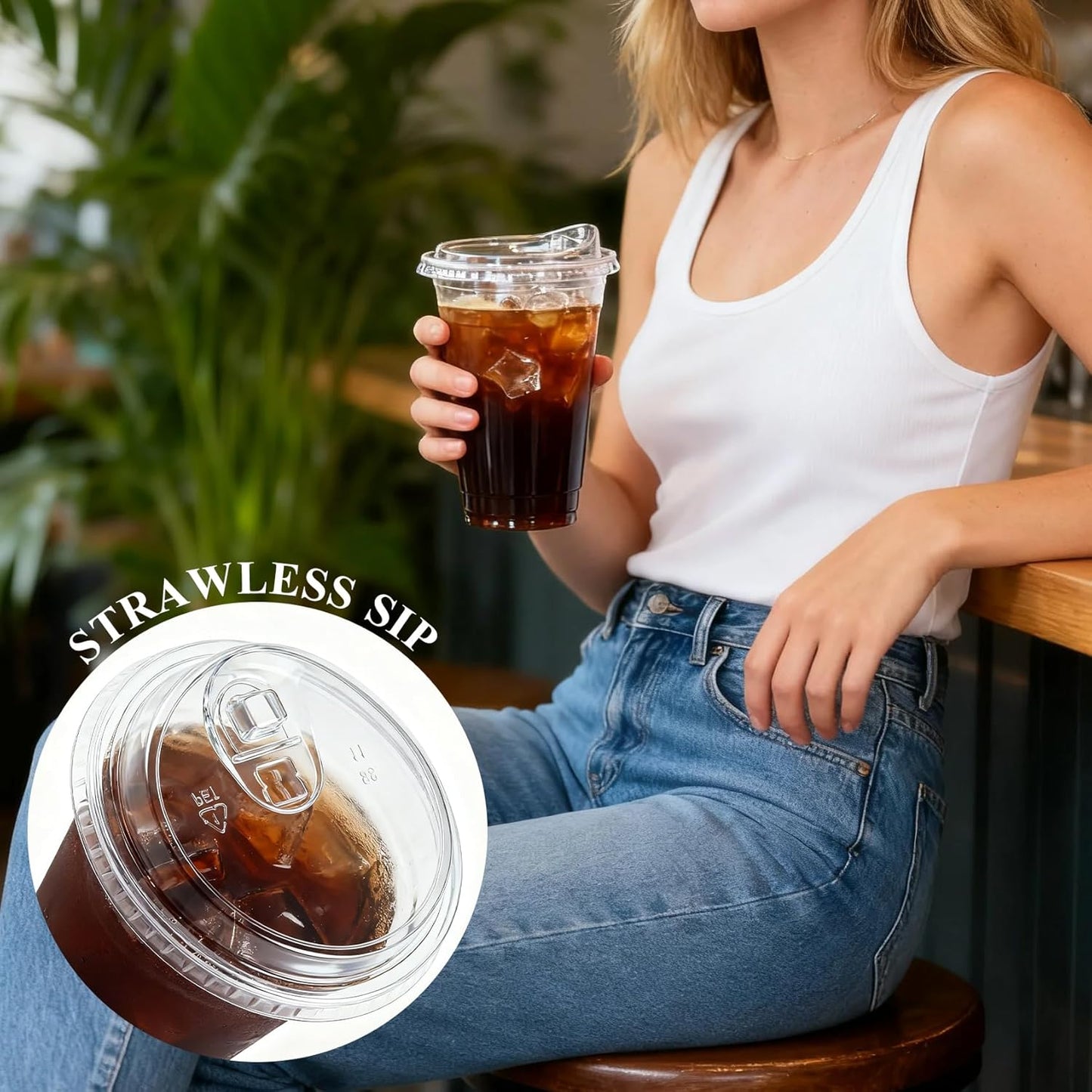 Goodluck 100 Pack 16 oz Clear Plastic Cups with Lids - Disposable Iced Coffee Cups with lids for Party Drinks Smoothies, Juices, and More - Straws Included, BPA Free & Food Safe