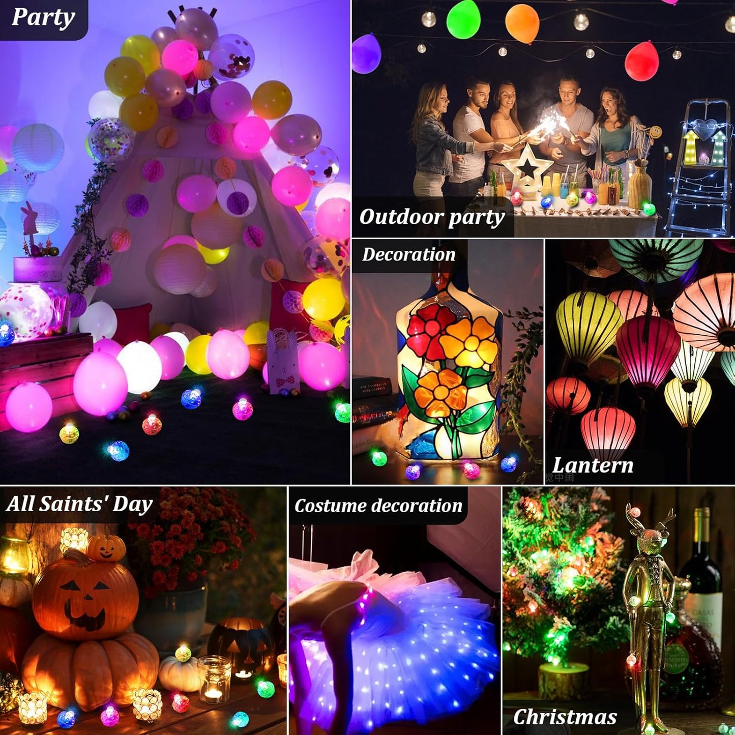 AIKEI 100pcs LED Balloon Lights, Mini Round Balls Lights Long Standby Time Lamp Waterproof for Balloon Paper Lantern Easter Decor Halloween Christmas Birthday Party Wedding Decoration