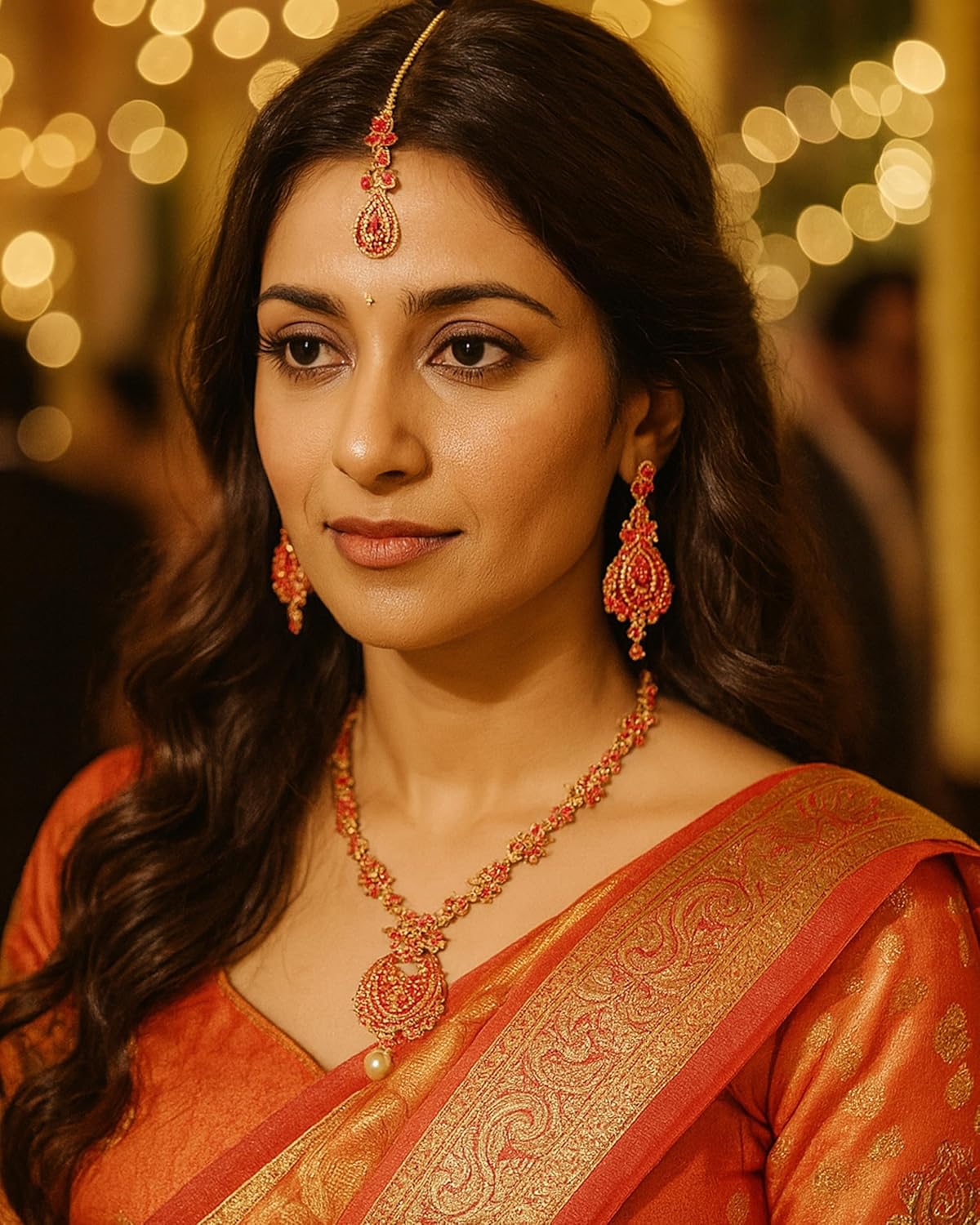 Touchstone Indian jewelry sets for women maang tikka wedding guest gold necklace bollywood jewellery set pageant elegant prom bride accessories western crystal chunky rhinestone necklaces