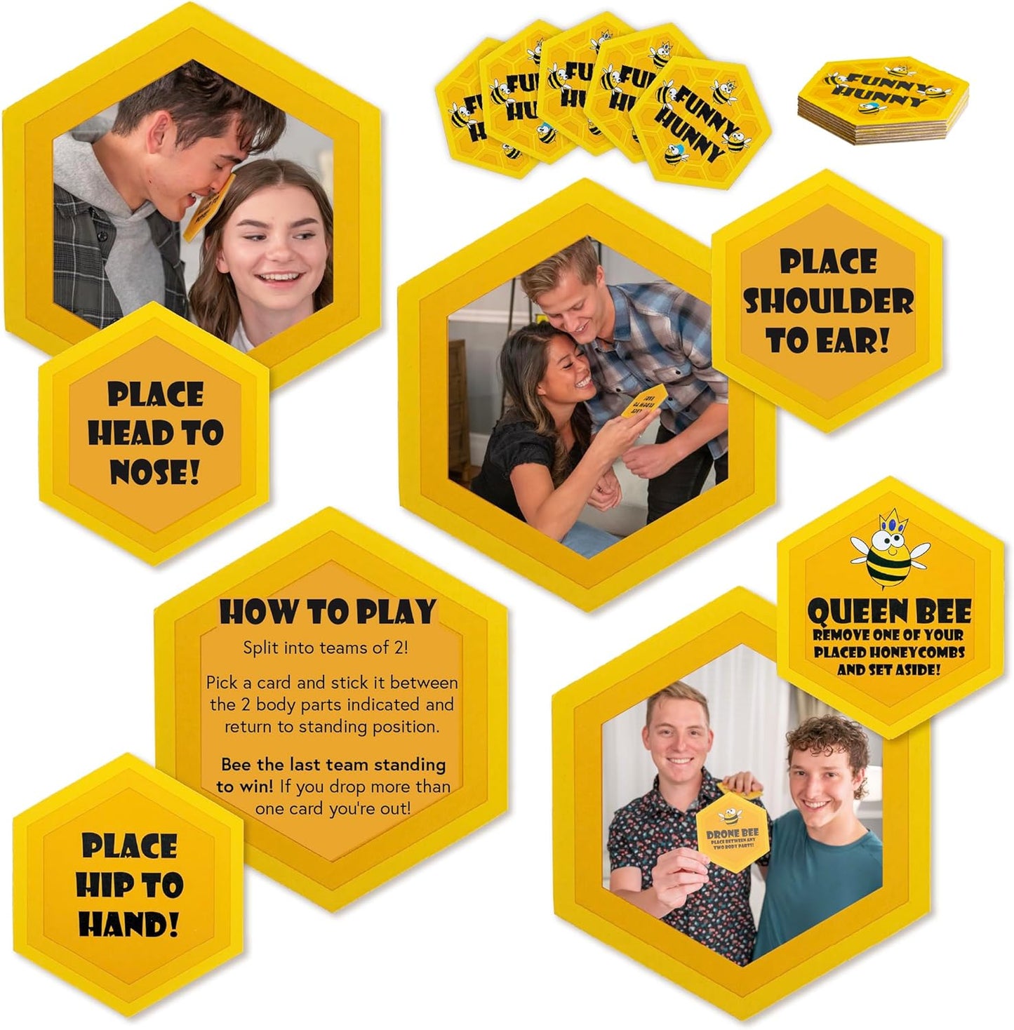 Squirrel Products Funny Hunny, The Zany Physical Challenge Party Game for Adults or Kids, Stretch & Twist Your Body to Collect Cards and Win