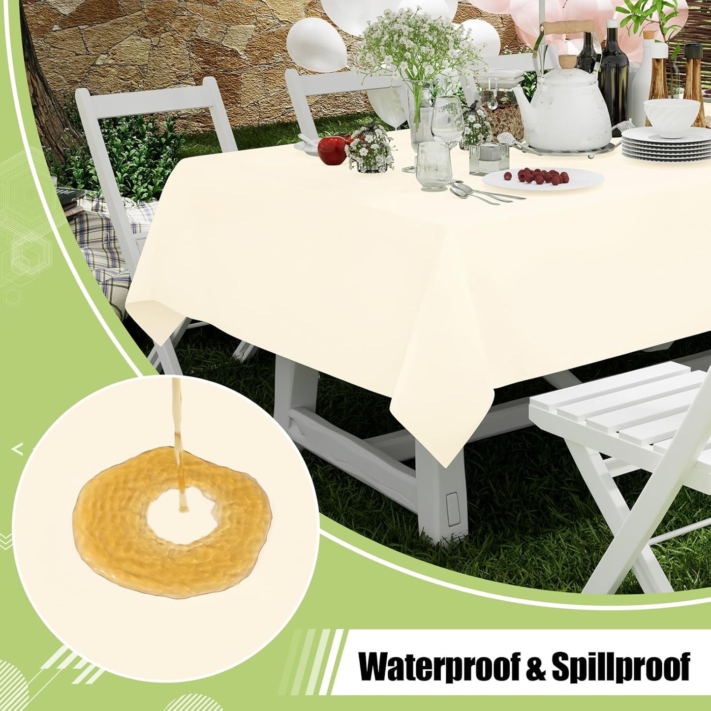 Smiry 54 Inch x 300 Feet Disposable Table Cover Roll, Beige Plastic Table Cloth in Cut-to-Size Box with Slide Cutter, Waterproof Rectangle Tablecloths for Weddings, Banquets, Outdoor