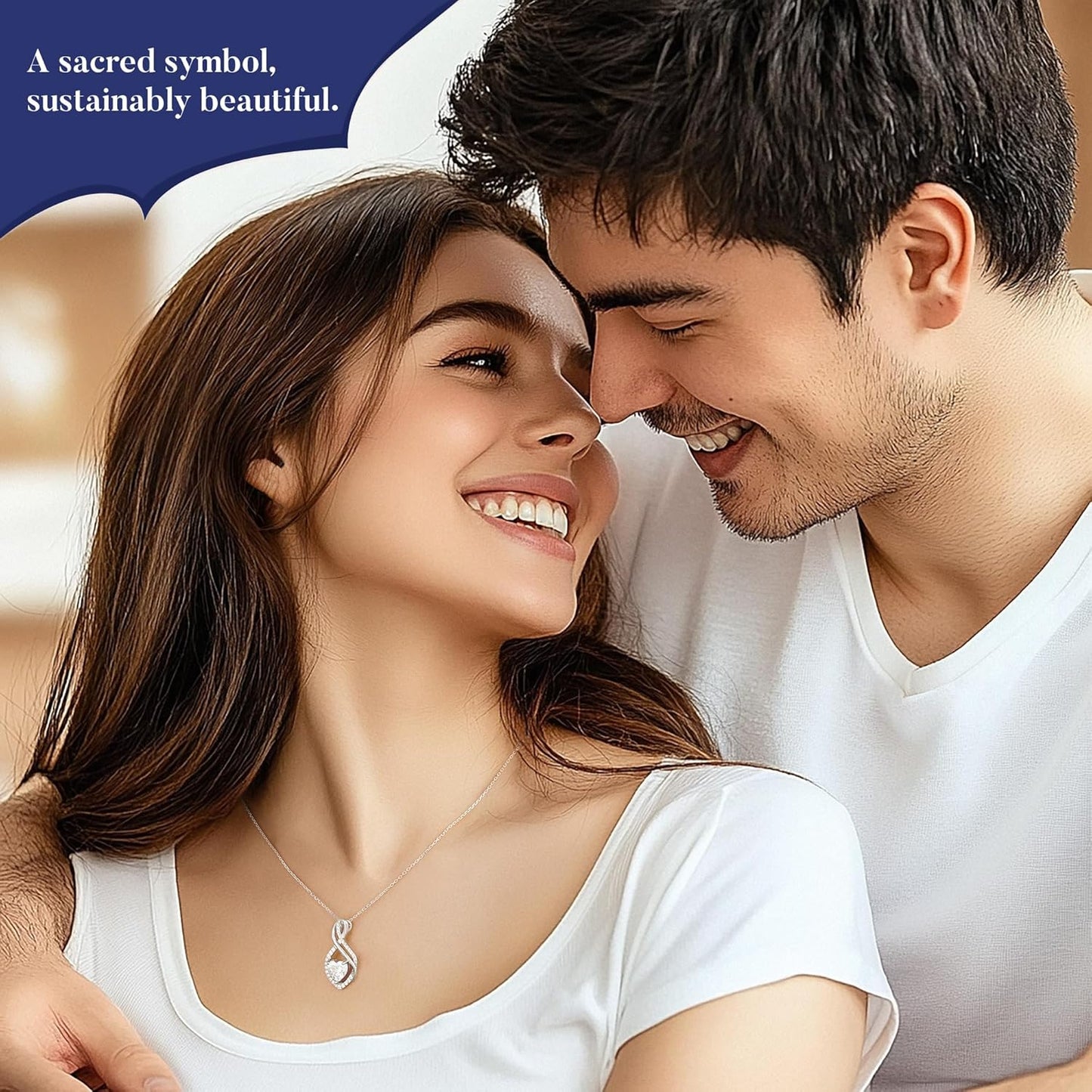 MOOSEA Christmas Gifts for Women, Infinity Moissanite Pendant Necklace, 1-3ct Lab Created Moissanite Necklace 925 Sterling Silver Anniversary Birthday Wedding Gifts for Women Wife Her