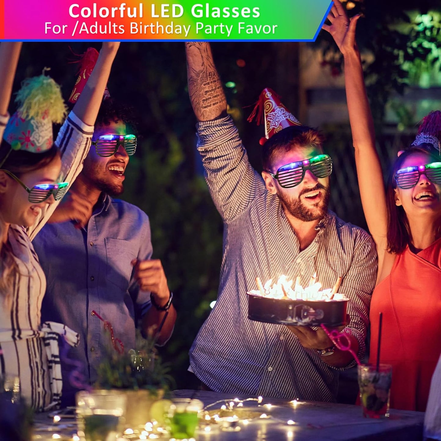 Honoson Halloween 120 LED Glasses Light up Glasses Glow in The Dark Party Supplies Neon Flashing Glow for Halloween