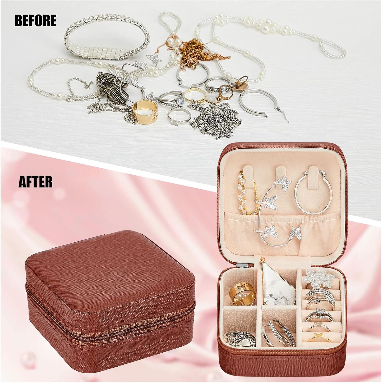 Taiyin 12 Pcs Travel Jewelry Case Bridesmaid Gift Boxes Bulk Travel Jewelry Case Small Jewels Organizer Mini Accessories Ornaments Storage for Women Girls Wedding Bridesmaids Gifts