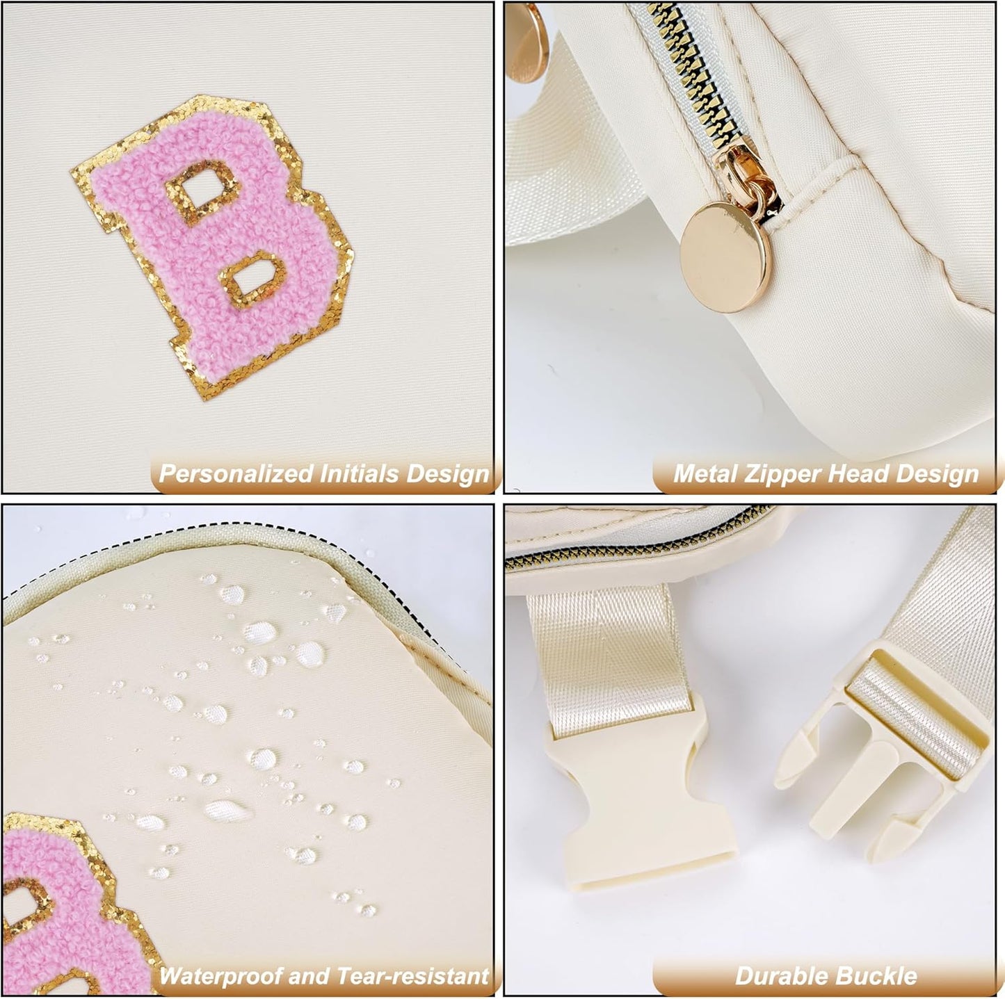 Bridesmaid Gifts Wedding Day - Bridesmaid Proposal Gift,Bridal Shower Gifts,Maid of Honor Gifts,Bachelorette Party Decorations Favors,Initial Belt Bag Crossbody Bag Fanny Pack | Cream,B