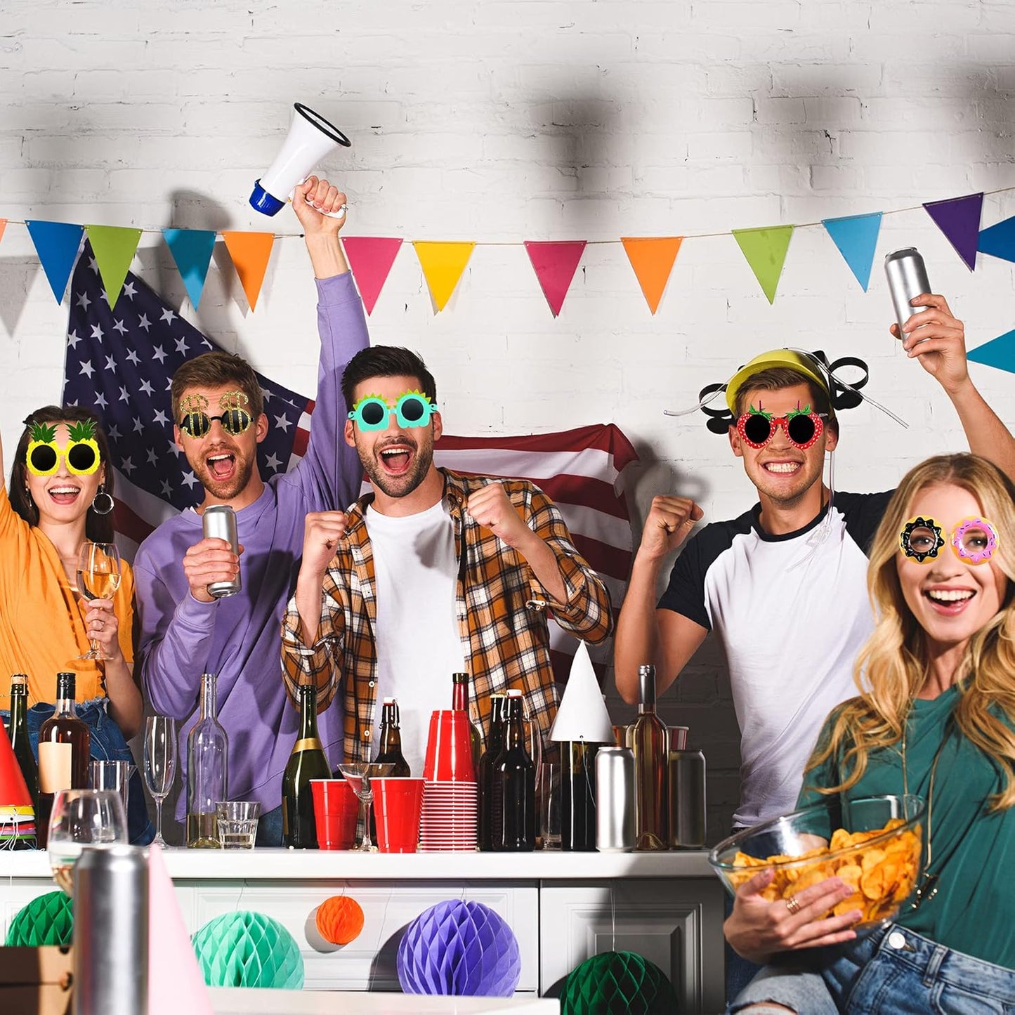 Party Sunglasses - 9 Pairs Funny Hawaiian Glasses, Funny Novelty Giant Fancy Summer Kids Party Favors,photo booth props Beach Themed Party Supplies Decoration