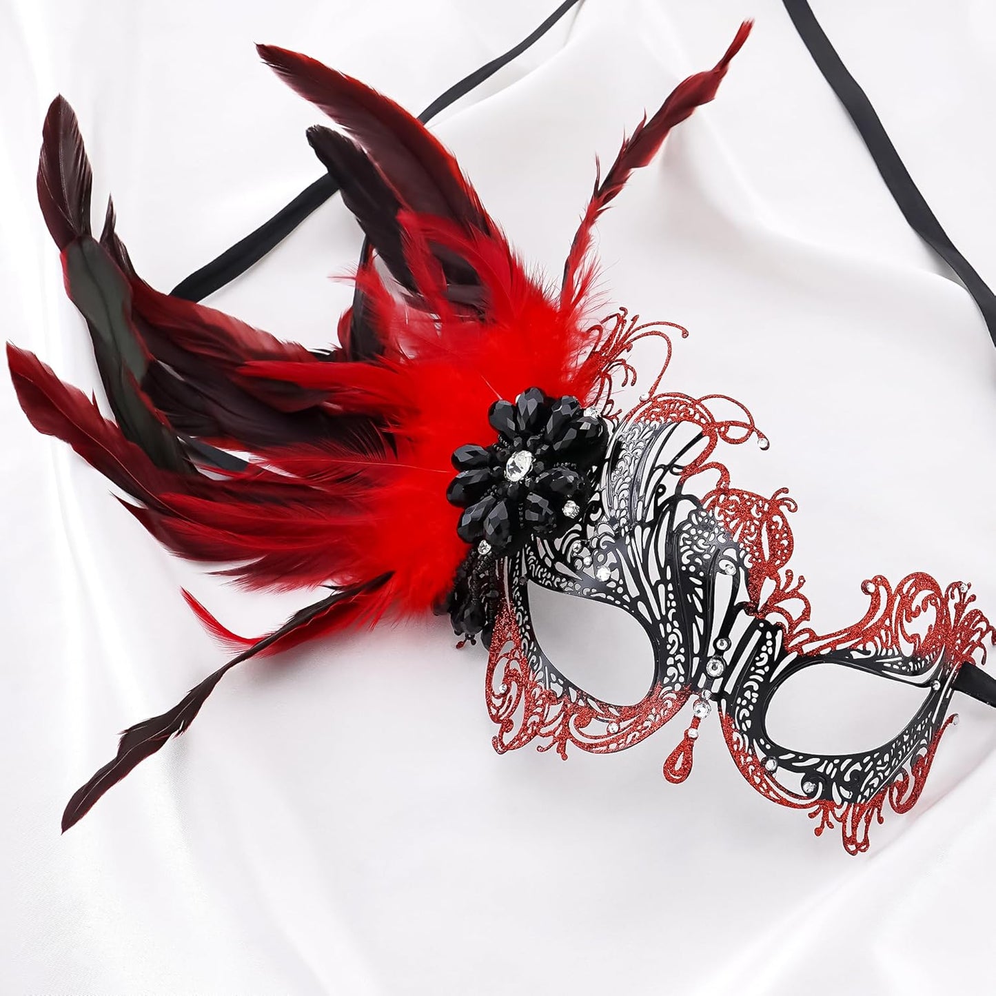 Feather Masquerade Mask for Women - 2025 Venetian Antique Mardi Gras Masks with Feather for Woman Prom Ball Party