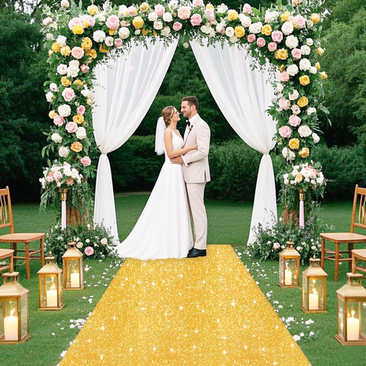 FUHSY Gold Carpet Runner Sequin Aisle Runner Runway Rug for Party 2FT x 15FT Long Sparkly Wedding Runners for Prom Birthday Hallway Aisle Decorations