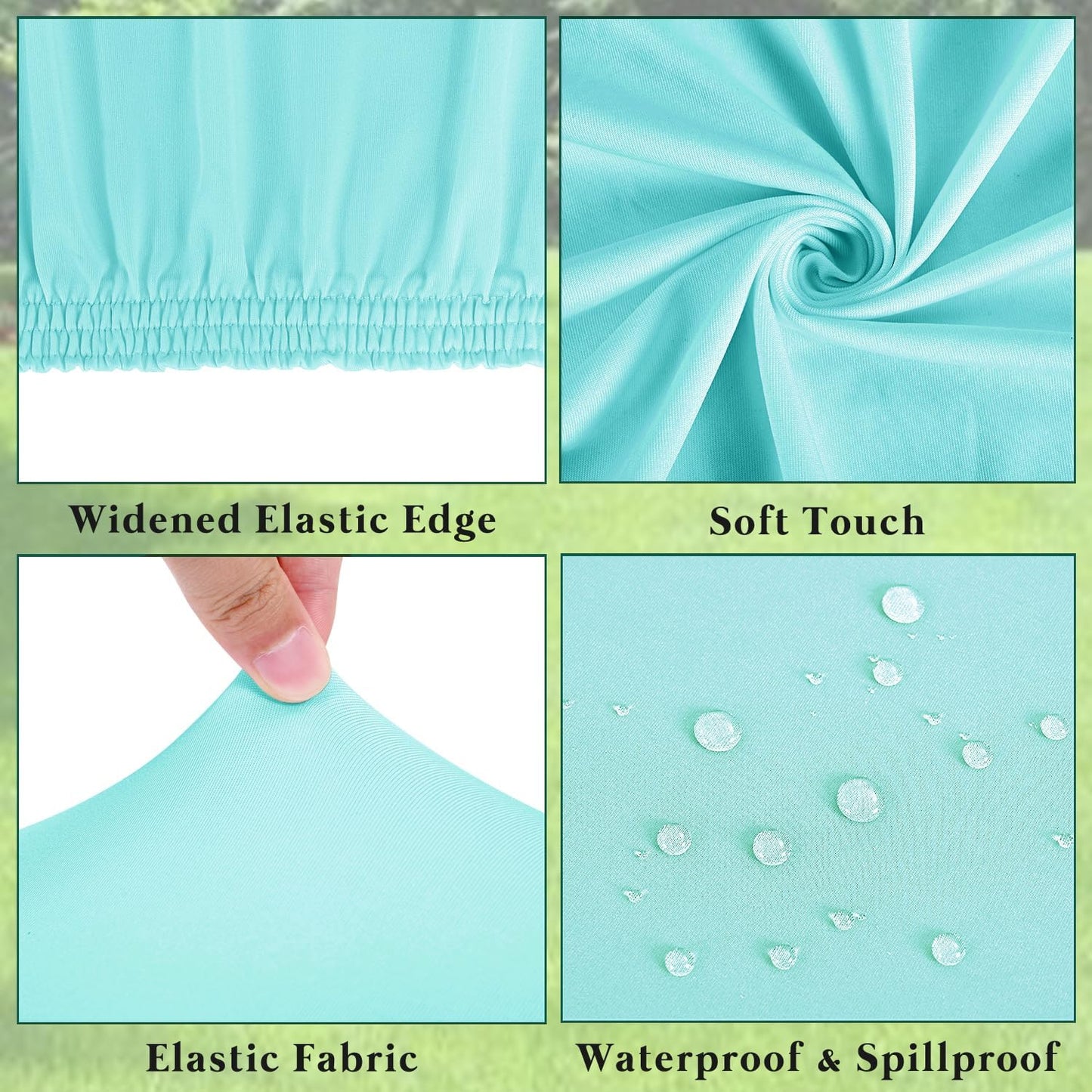 Picnic Table Cover 10 Pack Elastic Fitted Tablecloths for 6 Foot Rectangle Tables Waterproof Stretch Washable Patio Folding Outdoor Spandex Table Cloth Camping Banquet Parties (Aqua Blue,30" x 72")