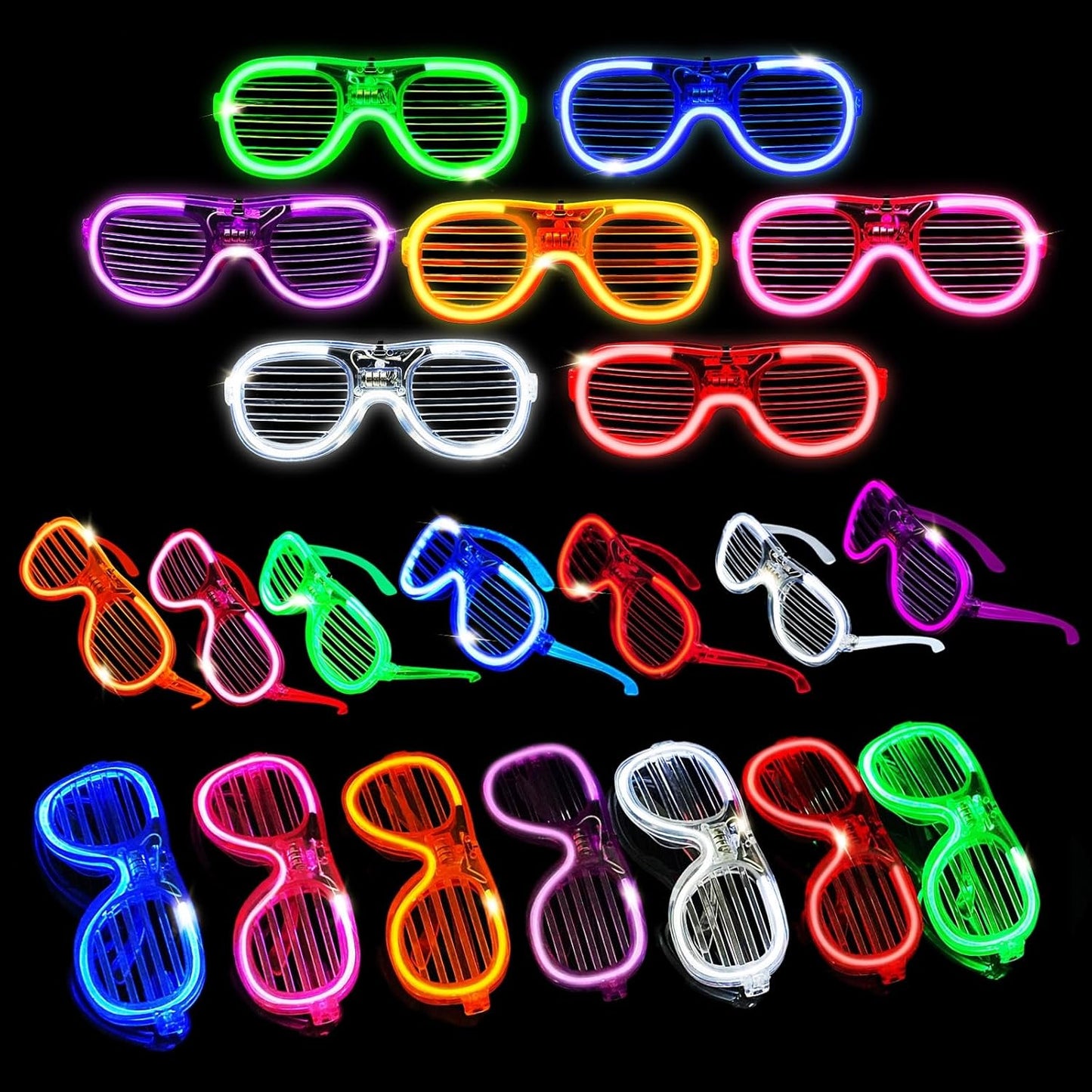 35 Packs New LED Glasses 7 Neon Colors（ 2 NEW Neon Colors Added ）glow in the dark party supplies for Kids Adult Glow sticks Light Up Glasses fit Birthday Valentine's Day Halloween Christmas Carnival