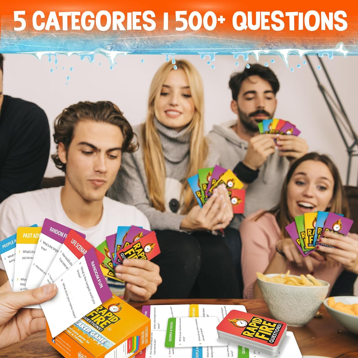 QUOKKA Icebreaker Cards with 500+ Questions - Adults Kids Family Conversation Cards Game - Break The Ice Family Game for Kids 8-12 - Perfect for Family or Adults Game Night I Premium Version