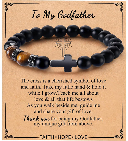 Mens Bracelet with Love Card Inspirational Jewelry Gifts for Man Christian Religious Baptism Valentines Day Graduation Retirement Christmas Beaded Bracelets Gifts