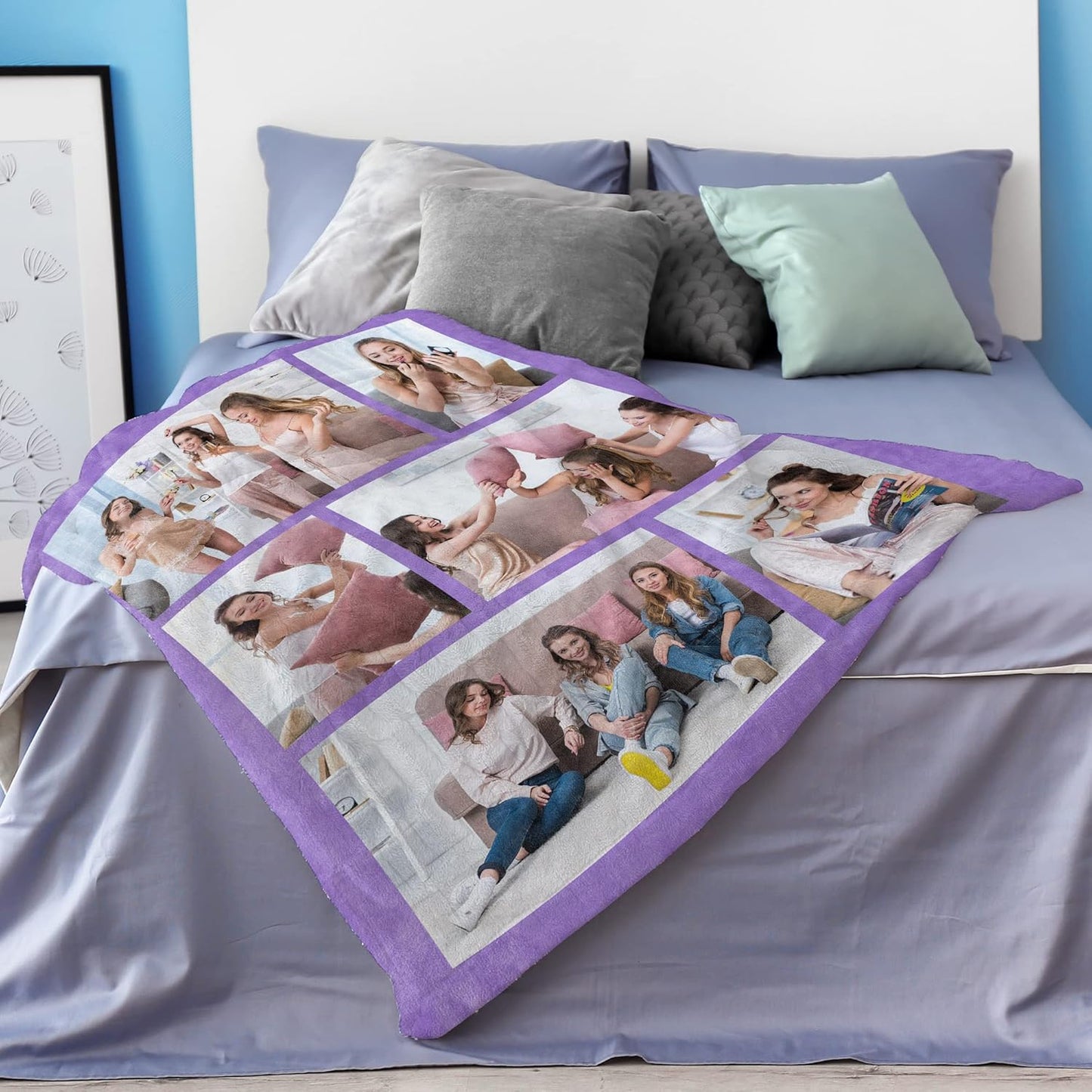 Custom Blanket with Photos Personalized Picture Throw Blankets Gifts for Women Lover Friend Customized Picture Gifts Flannel Blanket Christmas Anniversary Birthday Wedding 60"X80" Made in USA