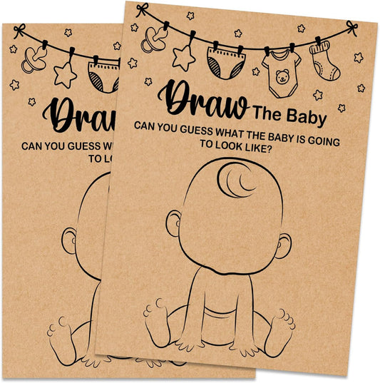 Kraft Baby Shower Game - Draw The Baby Cards, 30 Game Cards Included