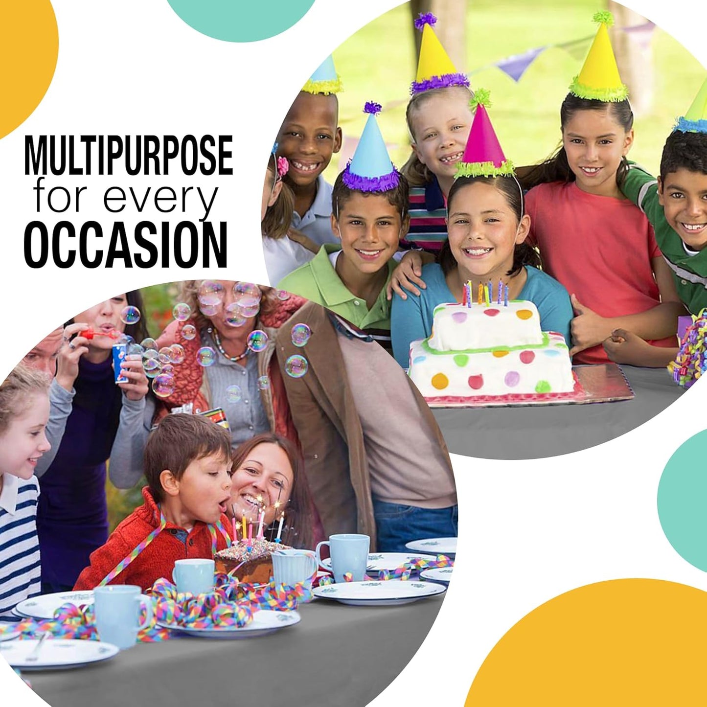 Party Solids 54 Inch X 300 Feet Silver Plastic Table Cover Roll in A Cut - to - Size Box with Convenient Slide Cutter. Cuts Up to 36 Rectangle 8 Feet Plastic Disposable Tablecloths