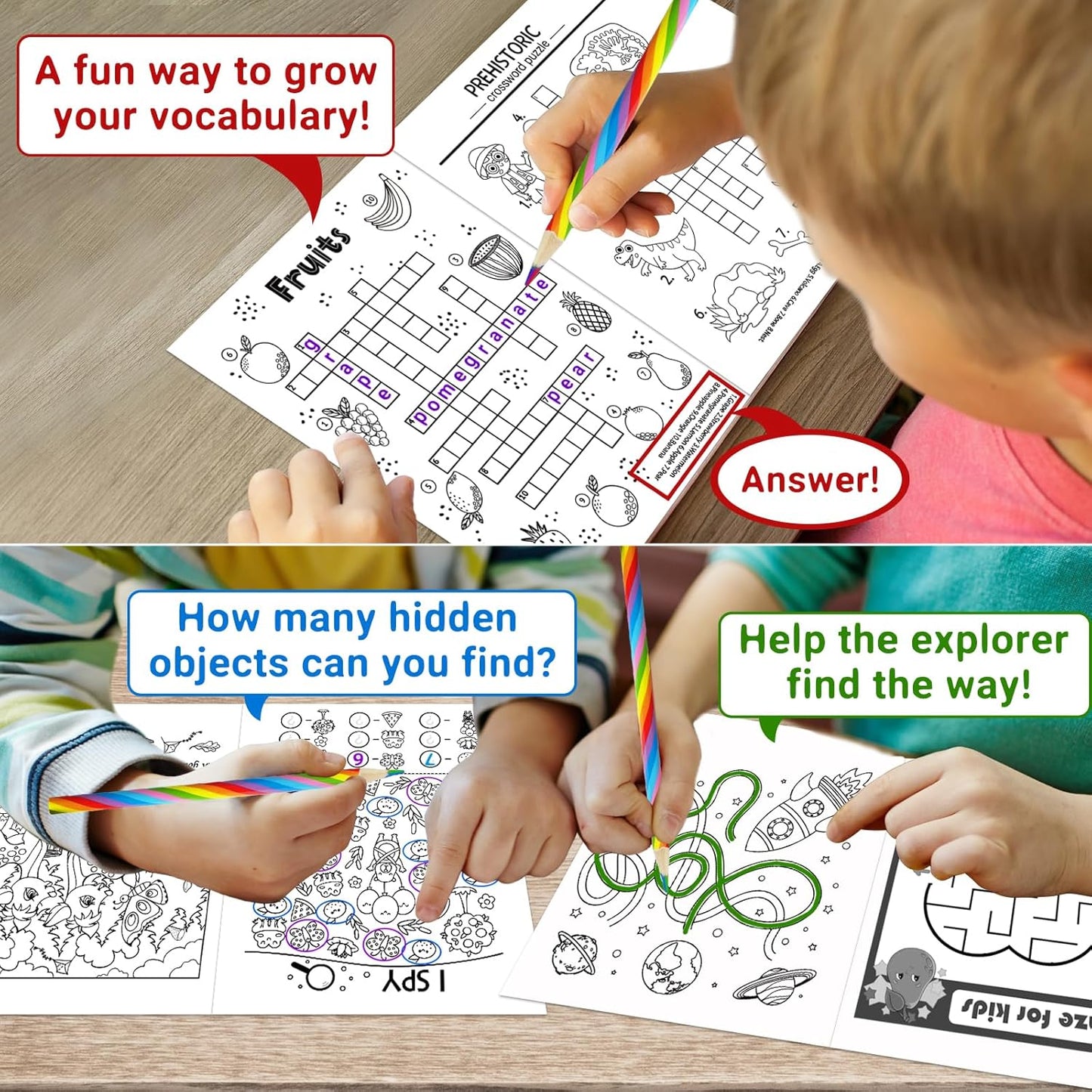 ZMLM 24 Pack Activity Books Party Favors for Kids - with 24 Colored Pencils Mini Puzzles Mazes Word Search Activity Books Bulk for Kids Goodie Bags Stuffers Return Gifts for Students Classroom Games