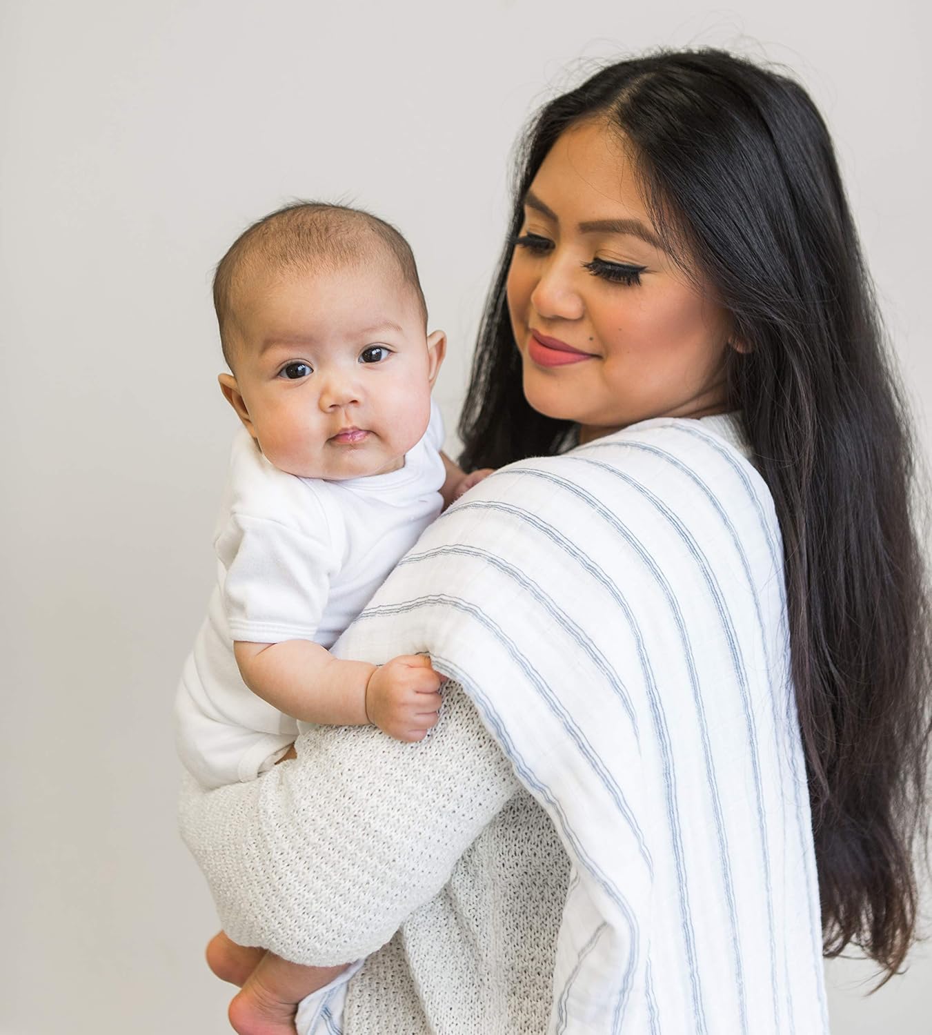 SwaddleDesigns Cotton Muslin Swaddle Blankets, Set of 4, Receiving Blankets for Baby Boys & Girls, Best Shower Gift, 46x46 inches, Denim Indigo