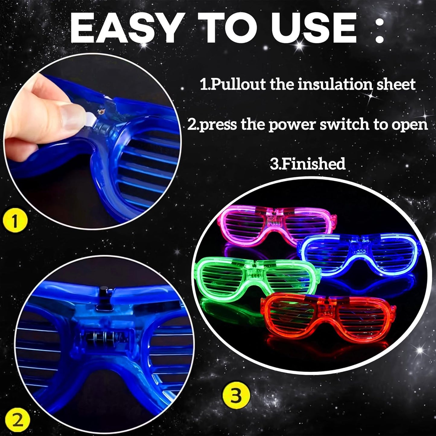 Fsmiling 24 Pack Light Up Glasses Adults Led Glasses Glow In The Dark Party Supplies for Adults Party Favor