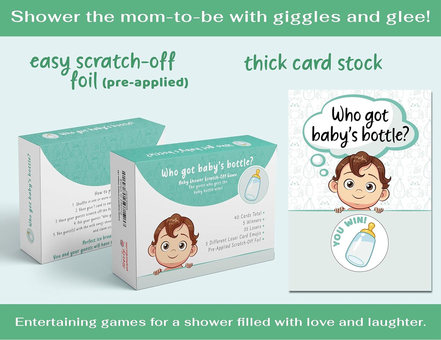 Party Hearty Baby Shower Games for Girl and Boy, 40 Emoji Scratch Off Lottery Tickets, Baby Games Ideas, Scratch Off Game