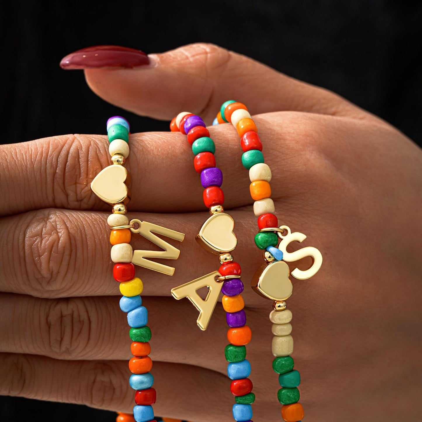 Christmas Gifts for Grandkids Teens Girls - Colorful Beaded Initial Necklace Teen Girl Gifts Trendy Stuff Dainty Letter Choker Necklace Stocking Stuffers for Teen Girls Women Jewelry