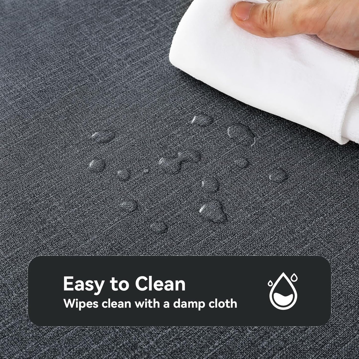 Romanstile 100% Waterproof PVC Tablecloth, Square Oil Spill Proof Stain Resistant Vinyl Table Cloth, Wipe Clean Plastic Table Covers for Kitchen/Dining/Parties - 54 x 78 Inch, Charcoal