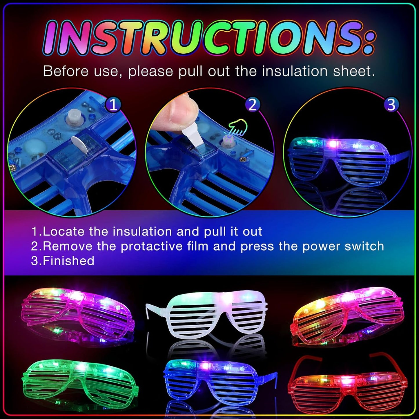 54 Pieces Neon Party Supplies Glow in The Dark Parties Supplies 18 Pcs Neon Gangster Party Hats 18 Pcs Light up Glasses with Colorful Feather Boas for Halloween 80's Raves Carnival Hora Loca Parties