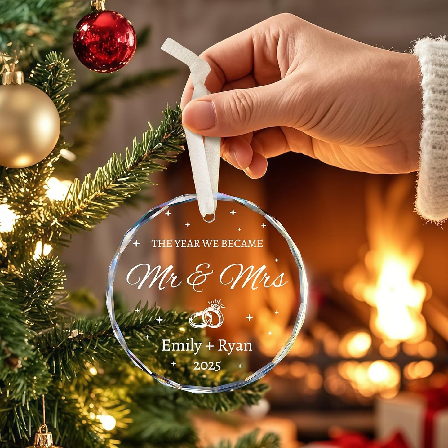 Wedding Gifts for Couples 2025 - Personalized Mr and Mrs Ornament - Bridal Shower Gifts, Wedding Gift for Bride, Newly Wed, Future Mr Mrs - Just Married Decorations Acrylic Ornaments