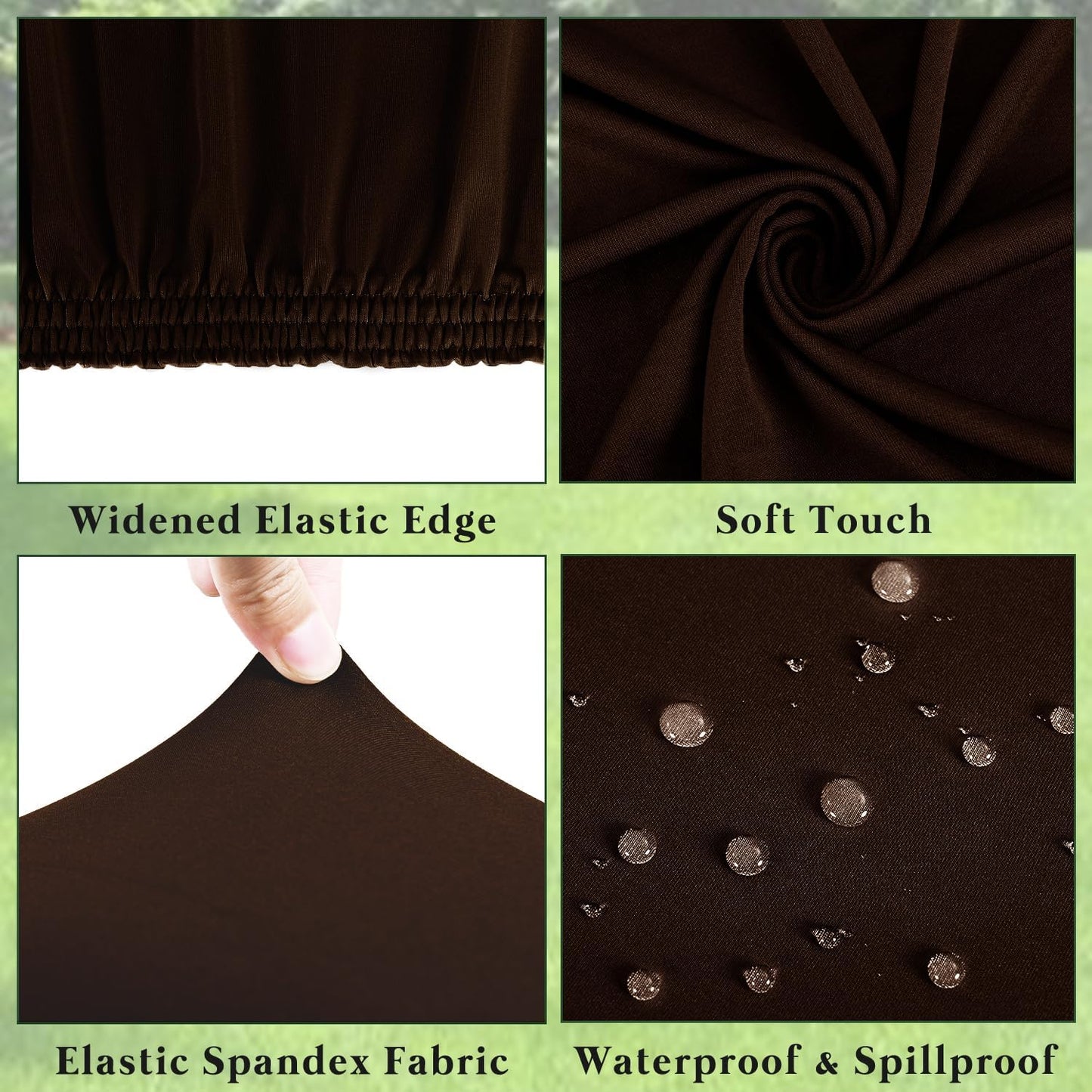 10 Pack Picnic Table Cover Fitted 6 Foot Tablecloth for Rectangle Table Elastic Waterproof Stretch Washable Patio Folding Outdoor Spandex Tablecloth for Camping Banquet and Parties (Coffee 30" x 72")