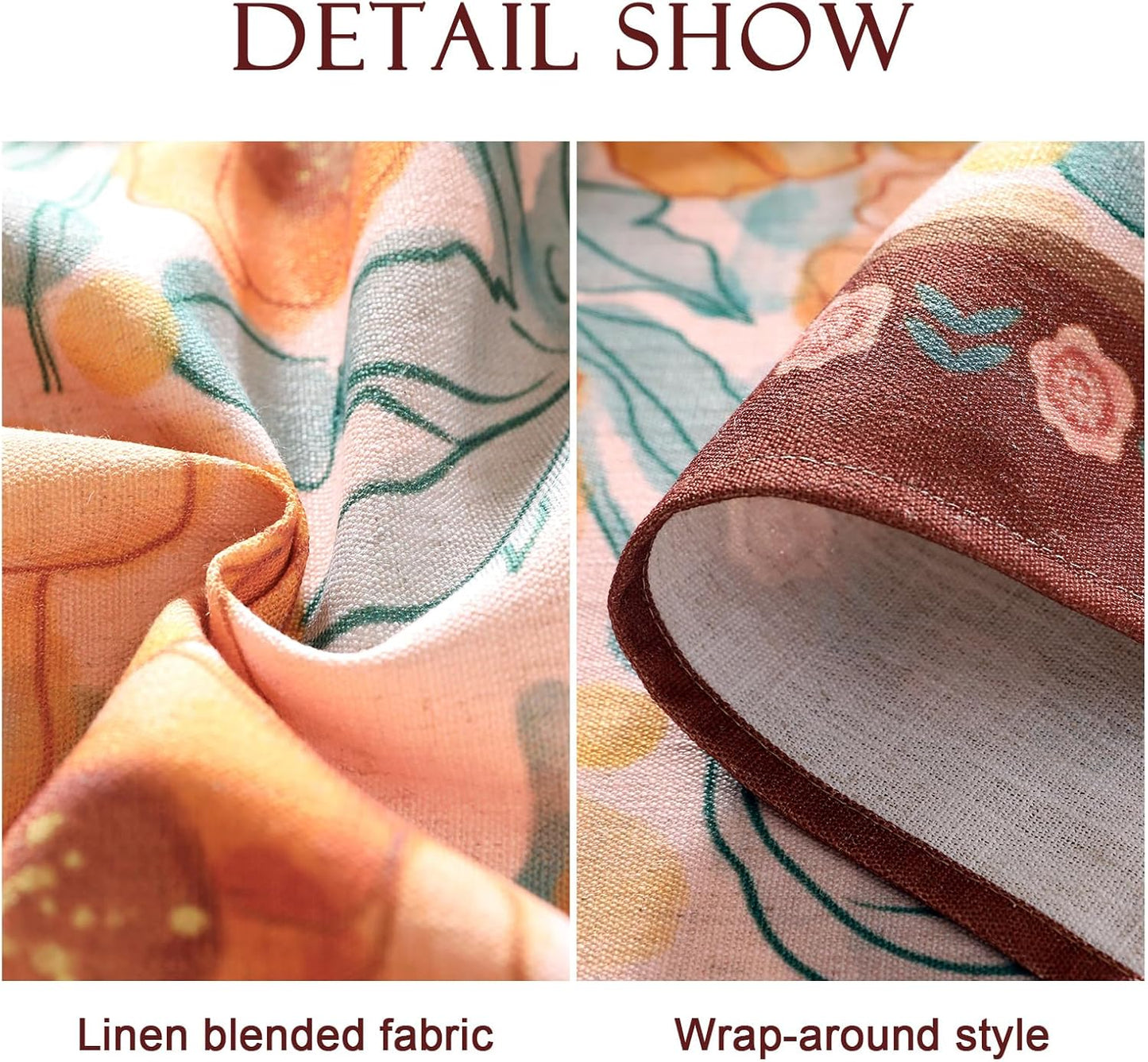 Vintage Linen Small Rectangle Tablecloth,Italian Orange Floral Soft and Wrinkle Resistan Table Cloth,Decor Table Cover for Kitchen,Dining,Thanksgiving,Christmas,55"*71"-Positano