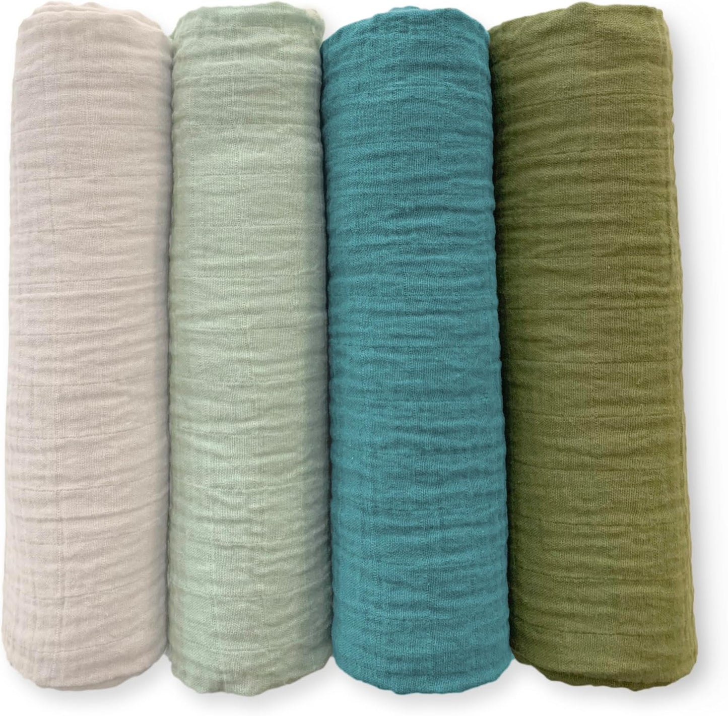 SwaddleDesigns Cotton Muslin Swaddle Blankets for Baby Boy & Baby Girl, Set of 4, Neutral Receiving Blankets for Newborn, Baby Registry & Gift, 46x46 inches, Oceana