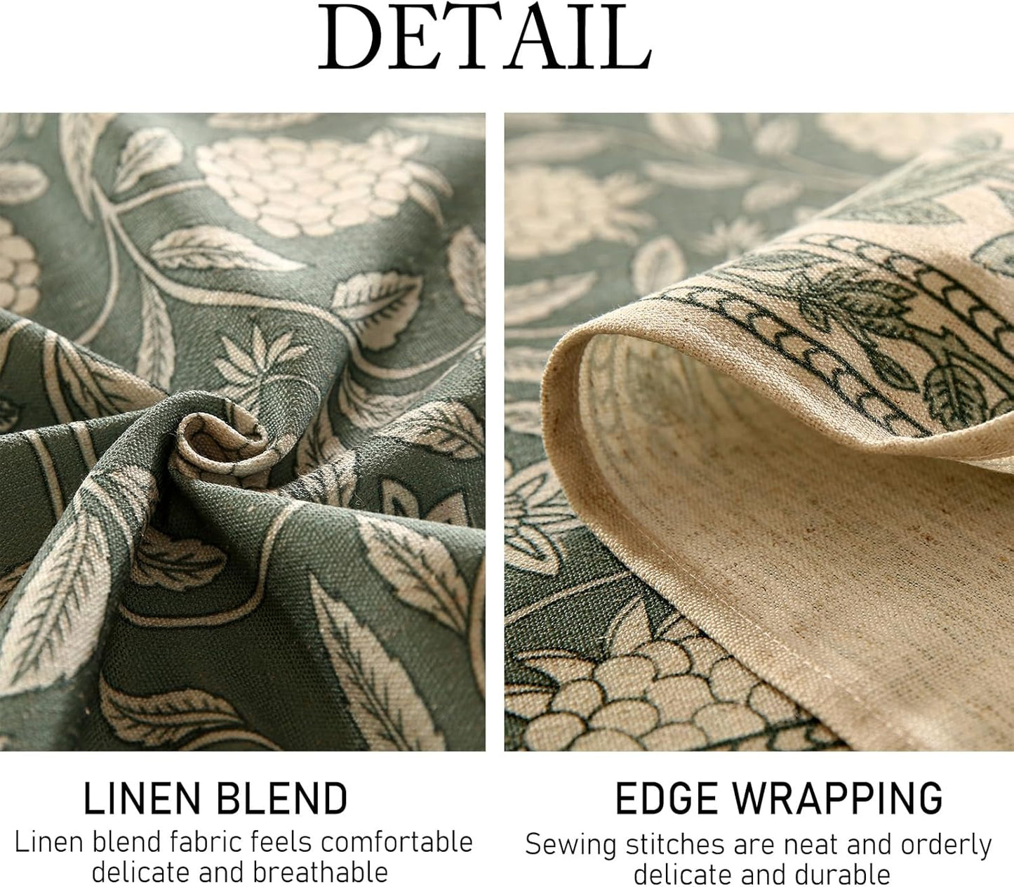 ISAENNE Designer Grayish Green Linen Square Tablecloth,Floral Elegant Stain Resistant Table Cloth,Fall Vintage Decor Tablecloths for Dining Thanksgiving Kitchen Tea Party,67"*67"-Andrew A