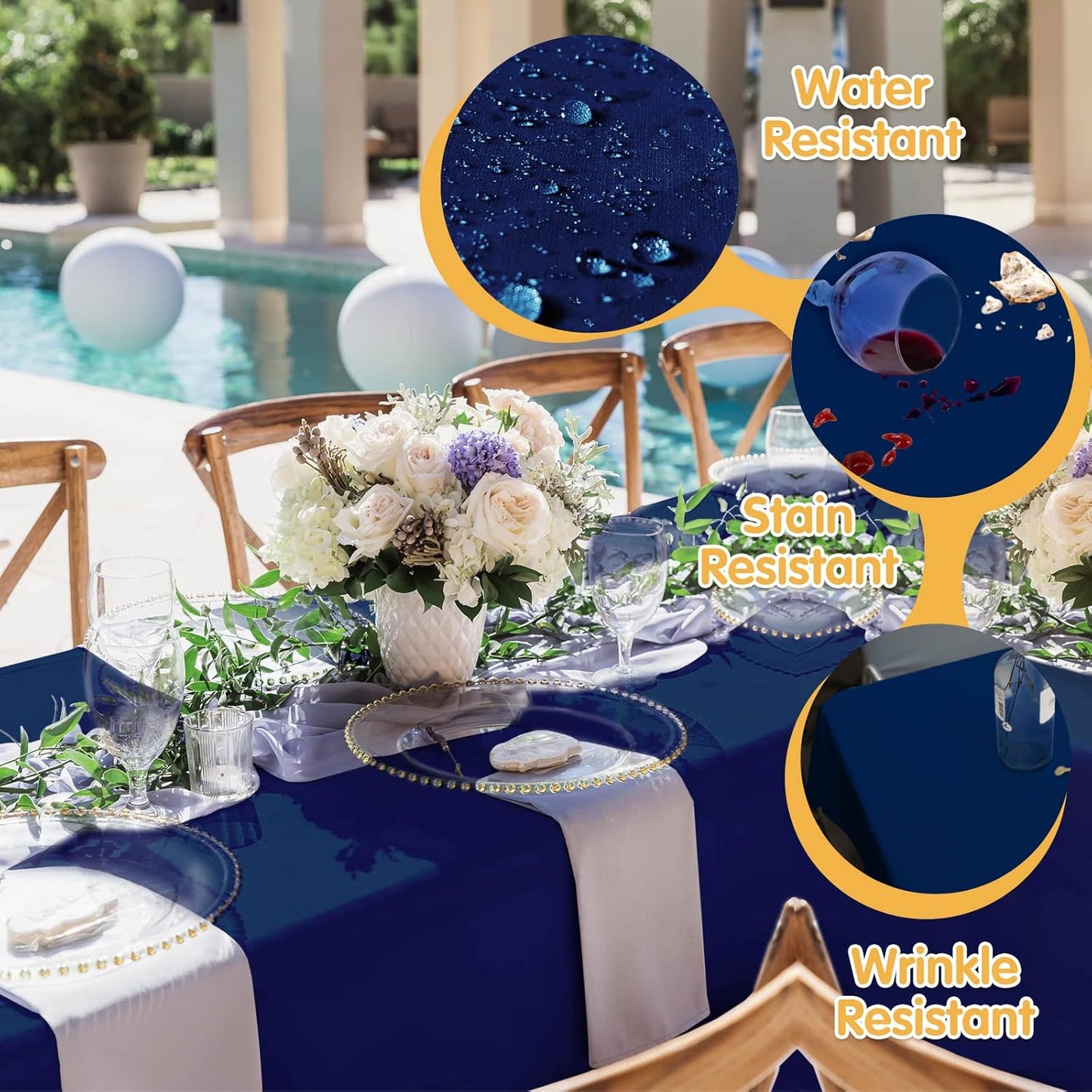 BRILLMAX 6 Pack Navy Blue Tablecloths 70 x 120 Inch for 6ft or 8ft Rectangle Tables - Rectangular Bulk Linen Polyester Fabric Washable Cloth Cover for Wedding Reception Banquet Birthday Party