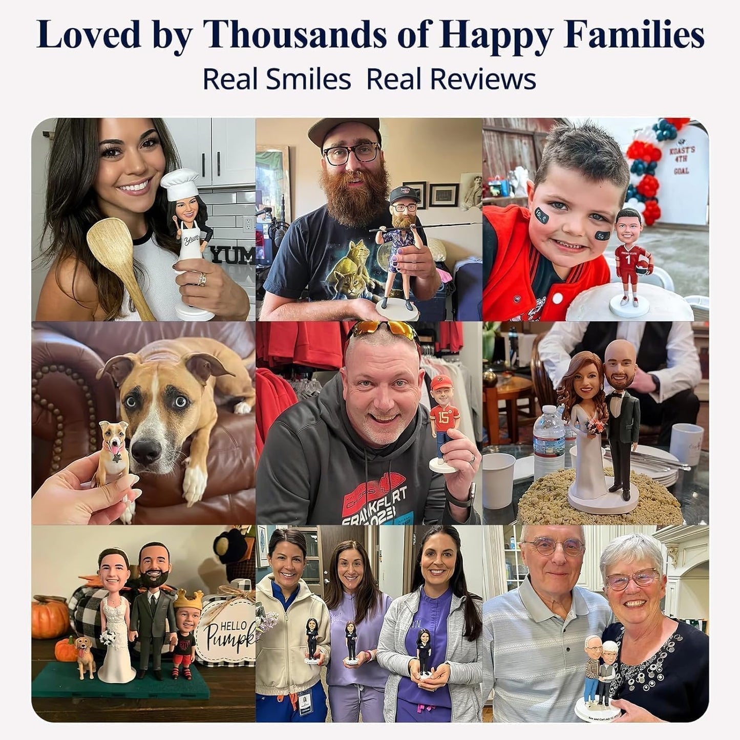 Custom Bobblehead Couple - 6/7/8'' Personalized Bobbleheads Customized Husband and Wife Dolls from Photo Funny Gifts for Wedding Anniversary, Christmas Holiday & Birthday Surprise